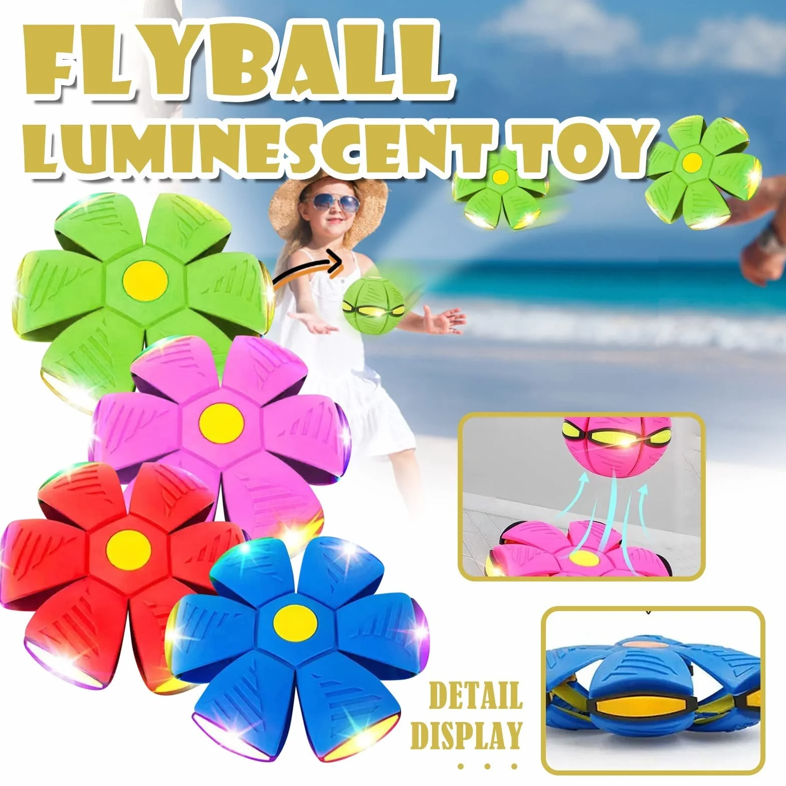 Pelota Saltarina Niños Gracioso Metaball Mágico, Platillo Volador Magic Metaball con 6 Luces, Children's Bouncing Ball para Interacción Entre Padres E Hijos (A01-Rojo(Versión con Seis Luces))