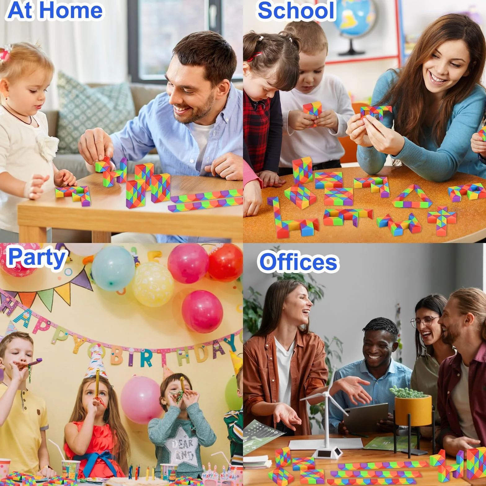 GOLDGE 15 paquetes de mini serpiente mágica de colores, 24 bloques Twistable arco iris cubo rompecabezas, gadgets cumpleaños para niños, creativos regalos de fin de fiesta de cumpleaños.