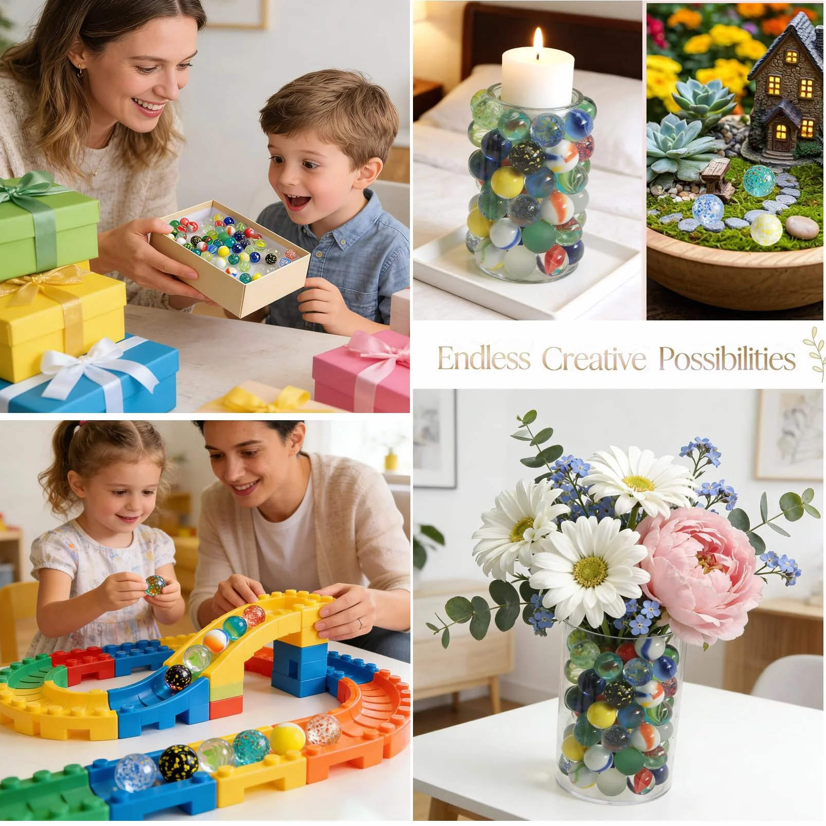 JSMTKJ 100 Canicas de Cristal Pequeñas, Juego de Canicas, pequeñas canicas de Cristal 16 mm Coloridas para Máquina de Juegos, Decoración de Plantas, Pista de Canicas
