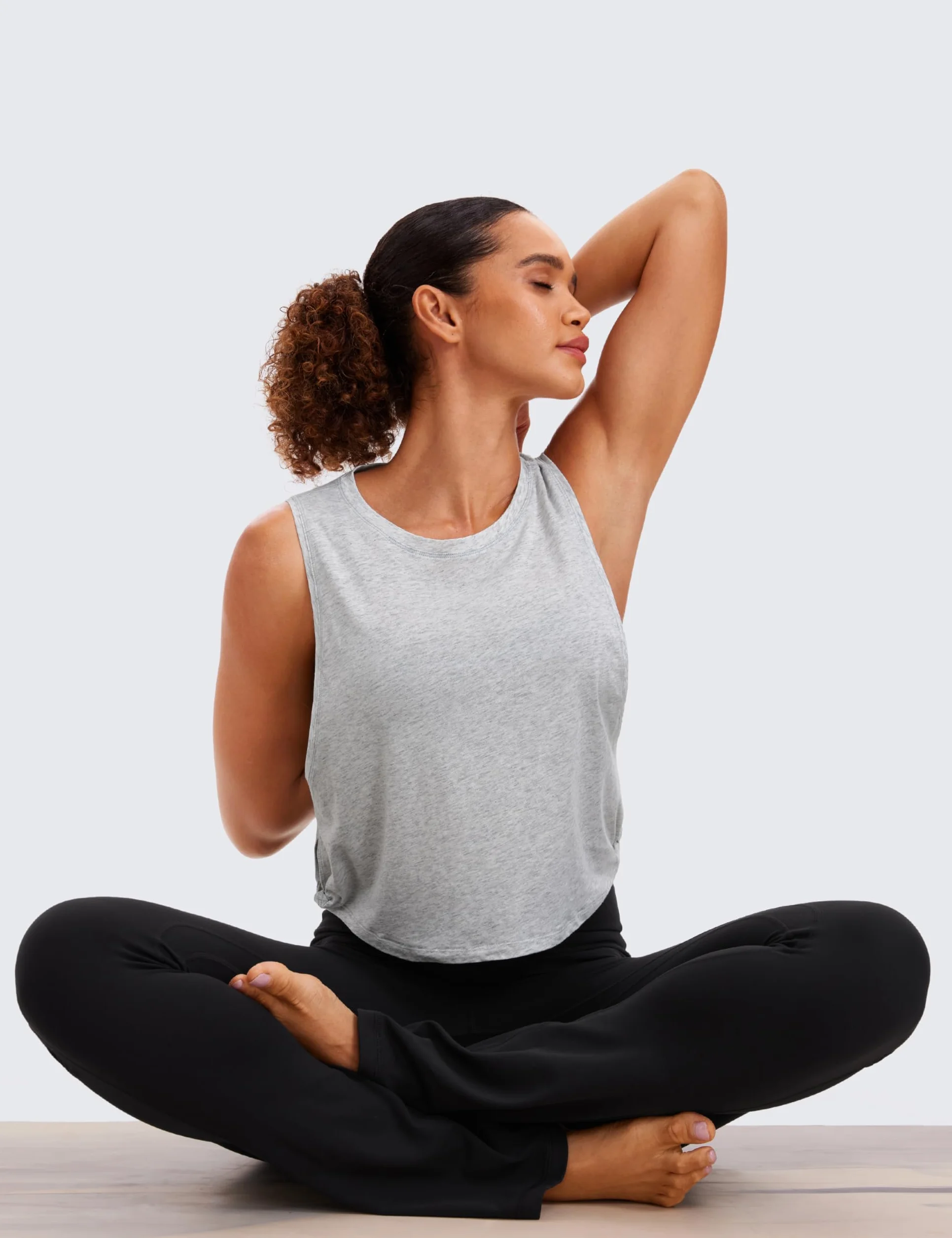 CRZ YOGA Mujer Camiseta Sin Mangas Algodón Pima Crop Top Ropa Deportiva