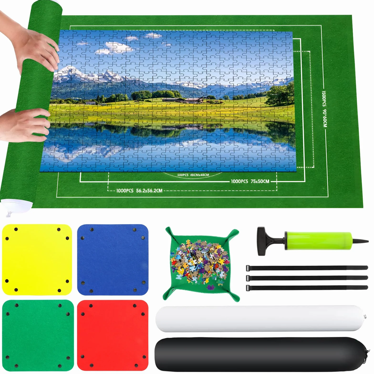 VFANDV Puzzle Mat, Fieltro Tapete Puzzle 500 1000 1500 Piezas, Estera de Rompecabezas Portátil 66 x 116 cm