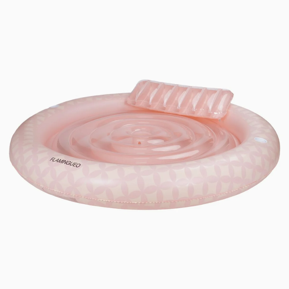 FLAMINGUEO - Colchoneta Piscina - Tanning Pool Tumbona Hinchable con Aspersor - Posavasos Incluido - PVC Resistente - Tamaño Individual - Almohada Desmontable