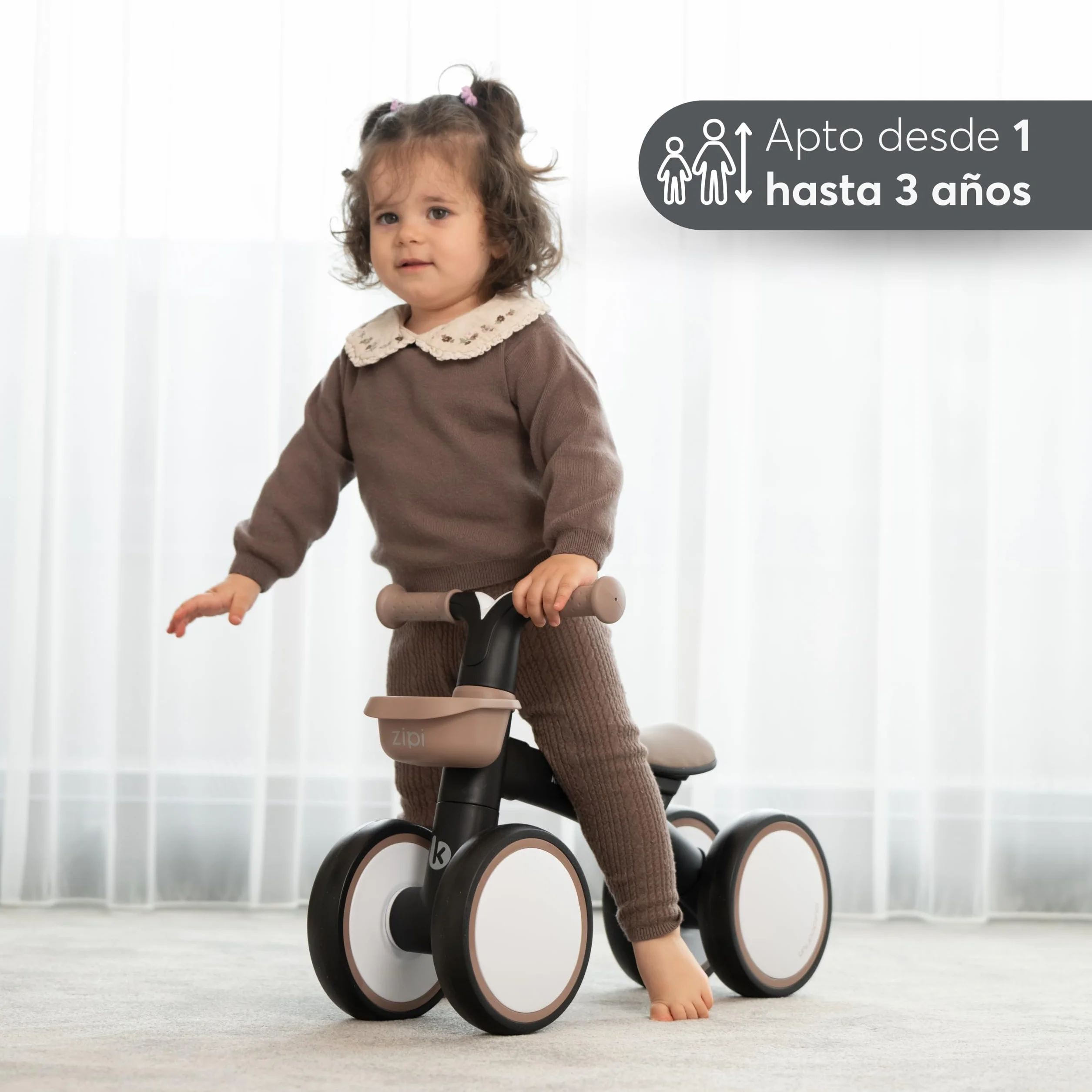 KikkaBoo Bicicleta Sin Pedales ZIPI, Correpasillos Bebé de 1 a 3 Años, Bicicleta Equilibrio, Bici Bebé con Canasta, Ajustable, Juguete para Niños, Azul