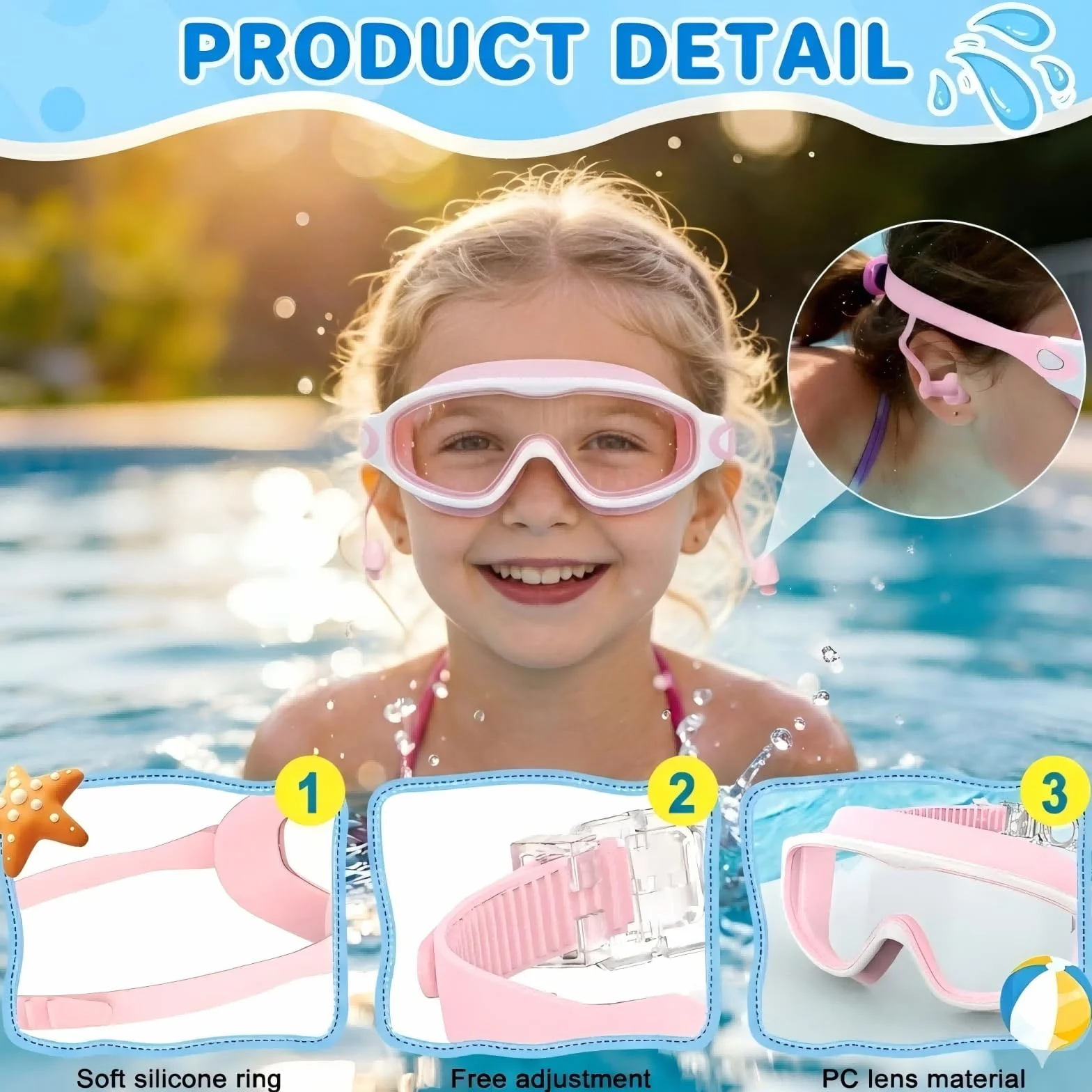 SHINER Gafas natación niño 3-15 años antivaho impermeables máscara buceo panorámica 180° piscina niños