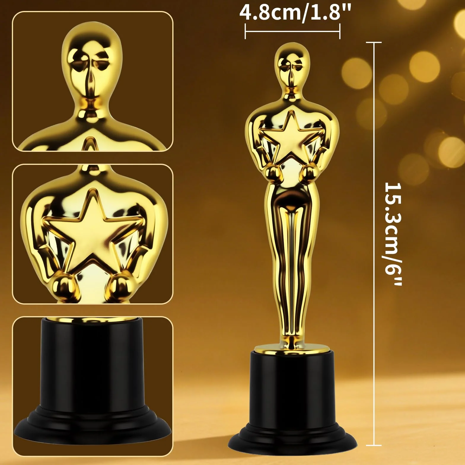 Trofeo de Oro Plástico 10 Piezas para Ceremonia de Premios y Celebración Deportiva