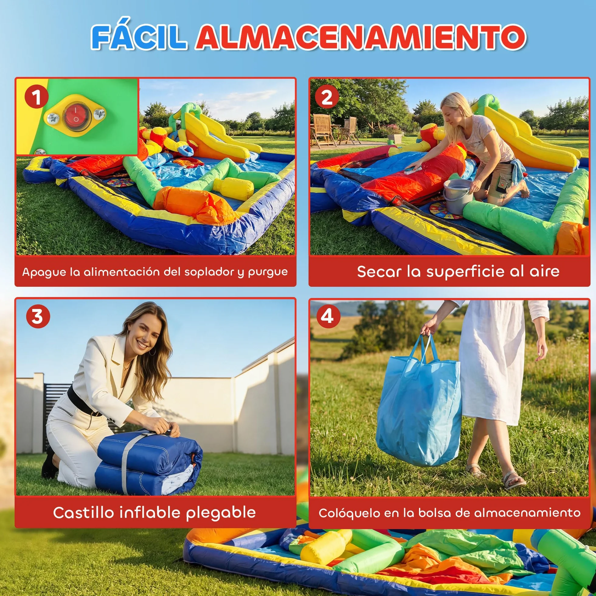 AIYAPLAY Castillo Hinchable Acuático con Soplador 550W 9 en 1 Castillo Hinchable Niños con Tobogán Zona de Salto Escalada 2 Piscinas Canasta Columna de Boxeo Dardos Exterior Interior 330x290x185 cm