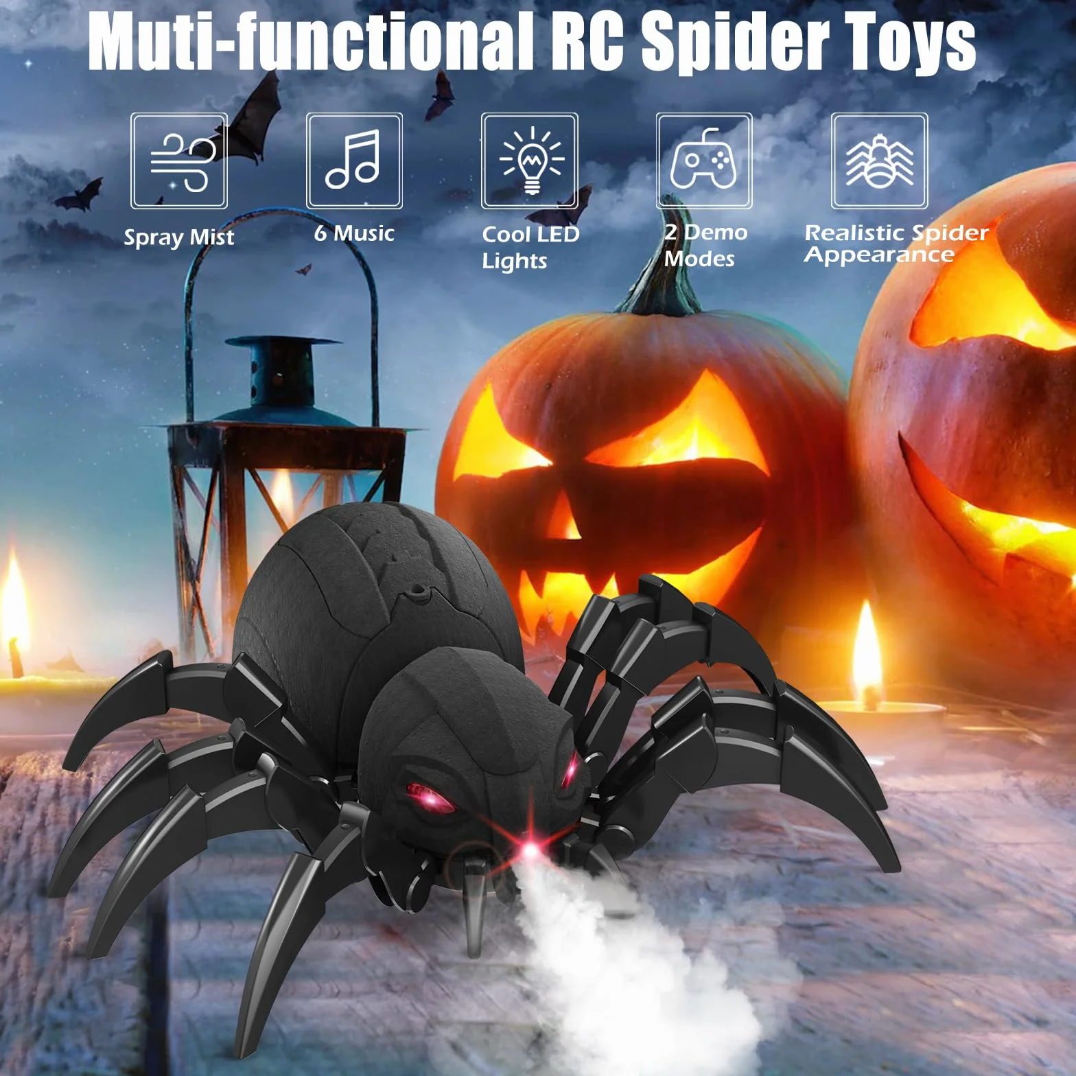 DEUKNICE Robot Araña RC Realista, Juguete Araña de Control Remoto LED, Regalos para 3 4 5 6 7 8 9 10 11 12 años niños niñas, Navidad Cumpleaños Halloween Juguetes para Niños.