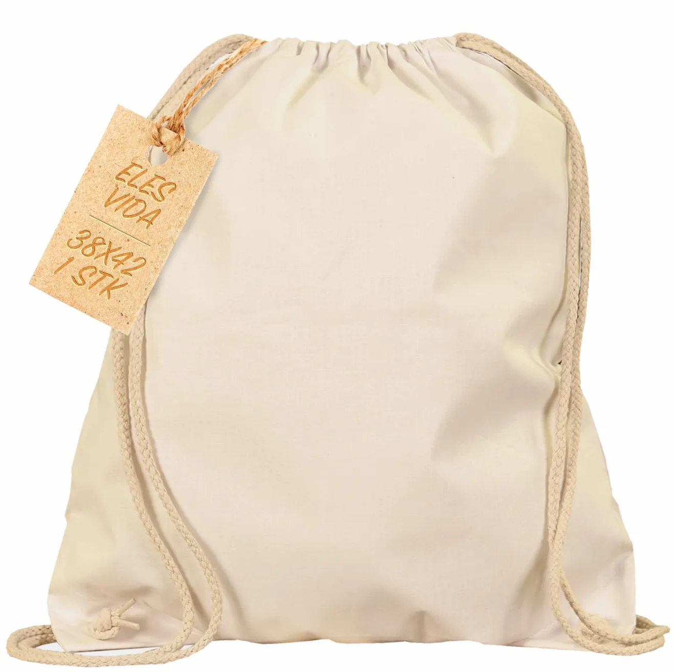 ELES VIDA Bolsa de Deporte de Algodón Certificado Oeko-Tex Bolsa de Cuerdas Gimnasia