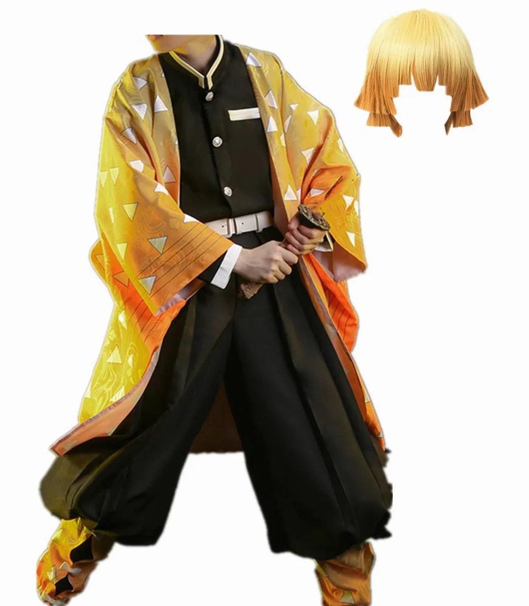 Disfraz de anime para hombre, talla de EE. UU., capa naranja, traje de fiesta