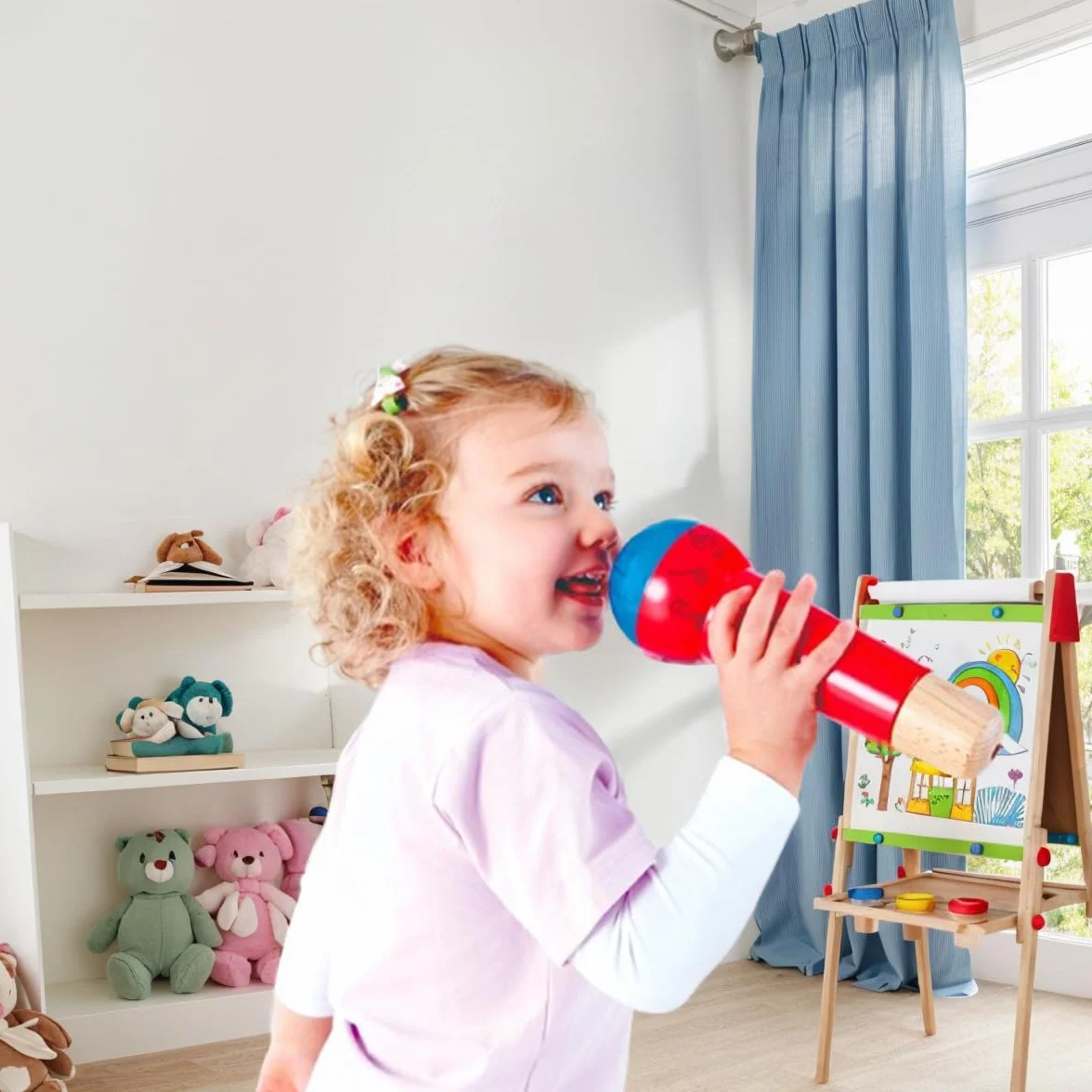 Hape Micrófono Eco Prodigioso, Micrófono de Juguete con Amplificador de Voz Sin Pilas para Niños y Niñas a Partir de 1 Año (el embalaje puede variar)