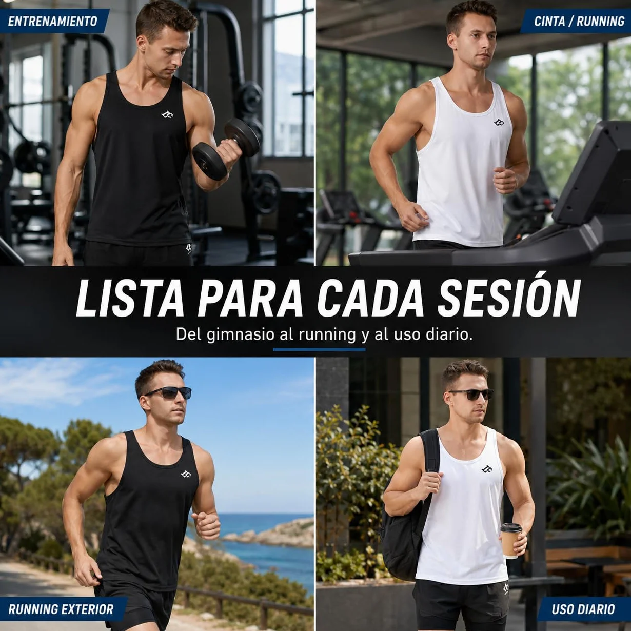 Camiseta sin Mangas para Hombre, Secado Rápido, Espalda en Y, Chaleco Muscular