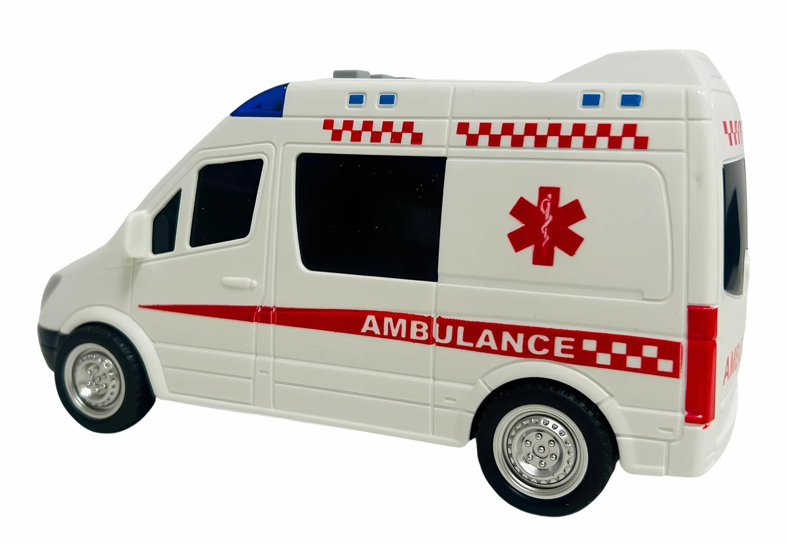 Ambulancia - Juguete con luces y sonidos reales, movimiento de embrague, ambulancia, grande, 18 cm, primeros auxilios con luces y sonidos, ambulancias para niños, con movimiento de embrague, sirenas
