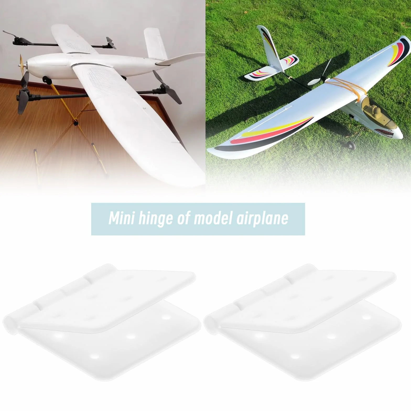 30 bisagras de avión RC de 36 x 20 mm, bisagras rectangulares plegables de plástico para bricolaje, modelos de avión, reemplazos, color blanco