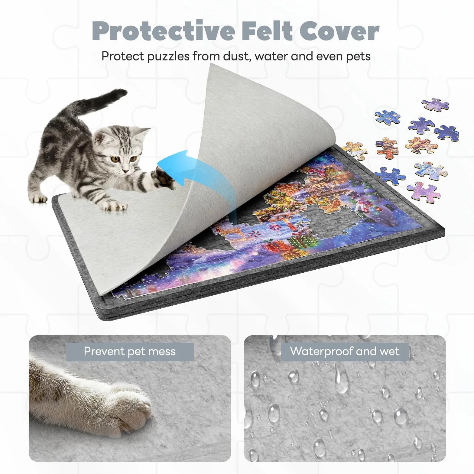 Tablero para Puzzle 1000 Piezas con ángulo Ajustable, 6 Bandejas y Cubierta - Mesa de Rompecabezas de Fieltro Ligera - Puzzle Board Almacenamiento Portátil con Superficie Antideslizante - Porta Puzzle