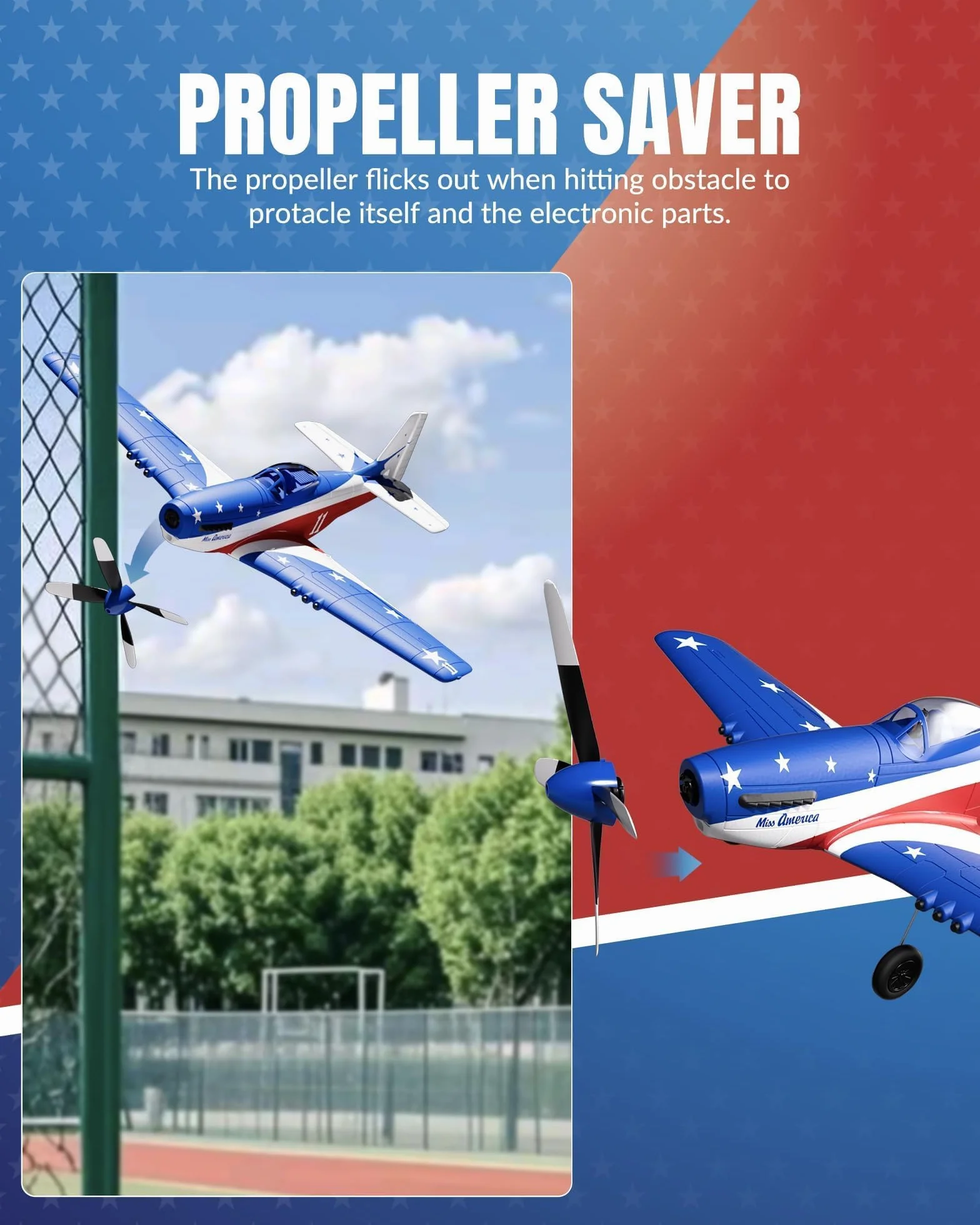 VOLANTEXRC Avión a control remoto de 4 canales P51d Mustang con giroscopios, Aileron, acrobacias aéreas, 3 modos de vuelo para adultos, niños y principiantes