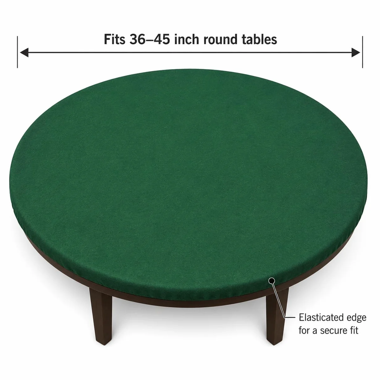 Katai – Cubierta Verde para Mesa de póker Estilo Casino – Fieltro elástico para mesas Redondas de 36 a 48" – Antideslizante y Reduce Ruido – Incluye 6 Posavasos