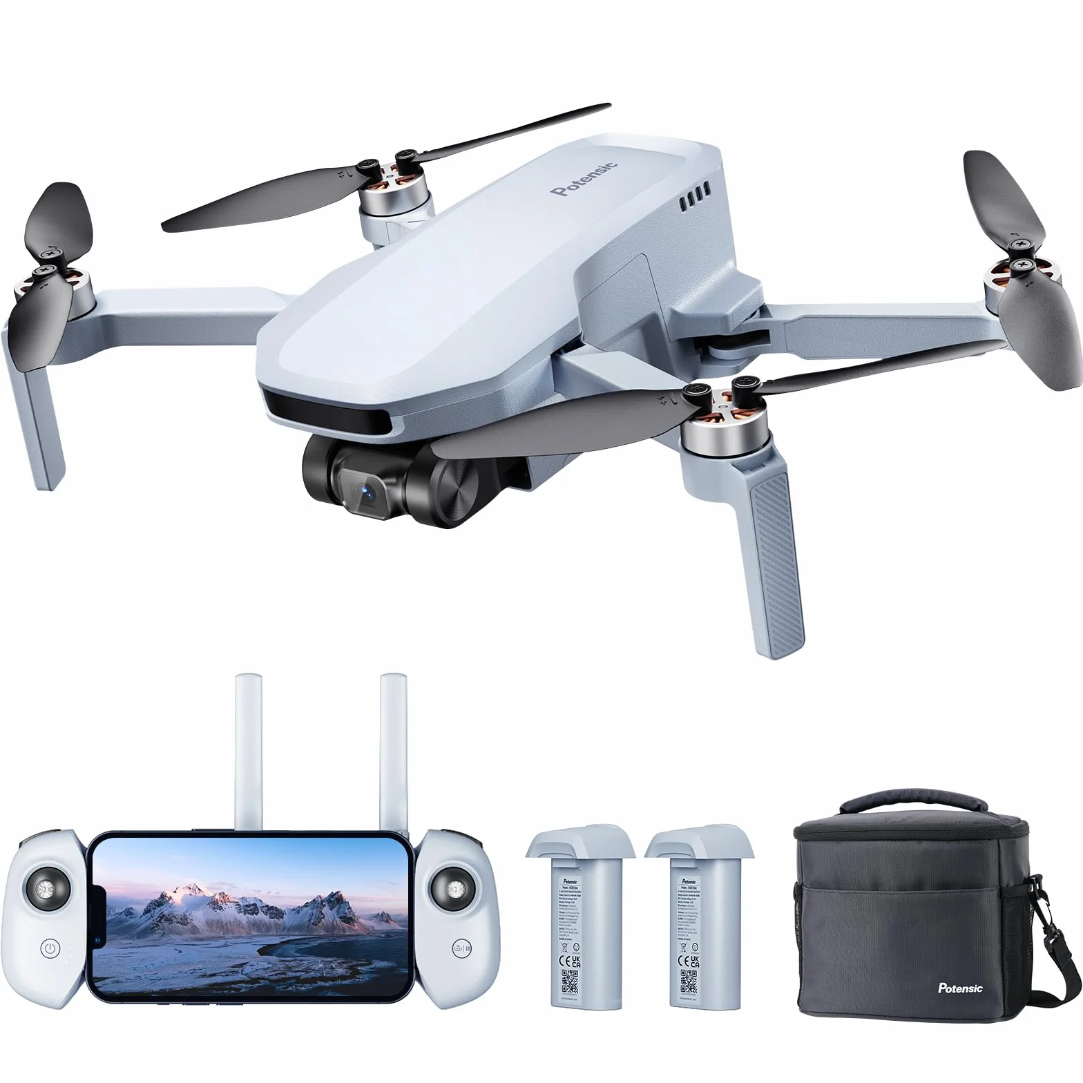 Potensic ATOM SE Combo GPS Drone con Cámara 4K, 62 Mins de Vuelo, Menos de 249g, EIS, Max 4KM Transmisión, Velocidad Max 16m/s, Tecnología ShakeVanish, FPV con Auto-Retorno para Adulto, C0