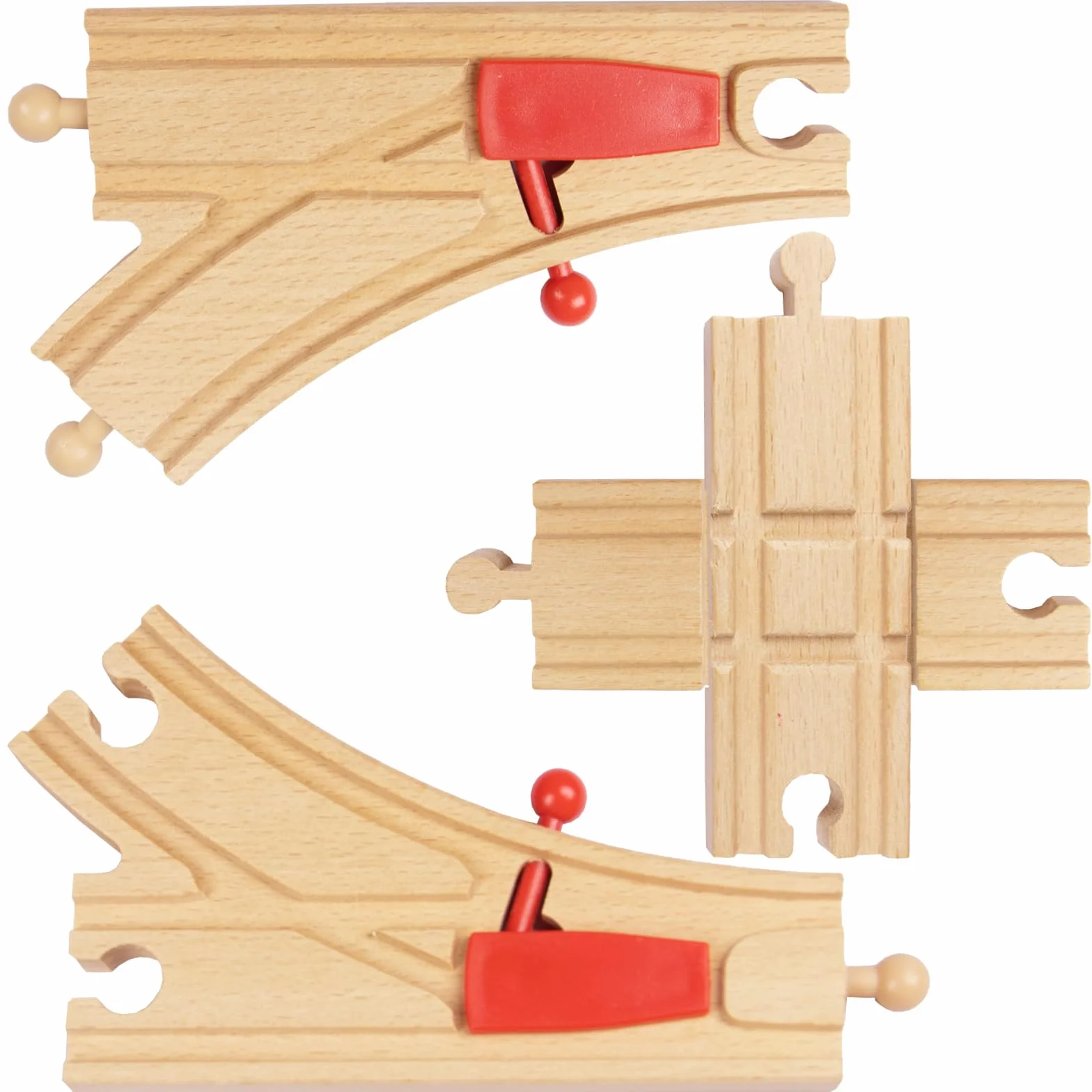 Set de Vías y Accesorios para Tren de Madera con Desvío | 3 Piezas Compatible con Todas Las Marcas | Construir Su Propio Ferrocarril, | Regalo para Niños +3 Años