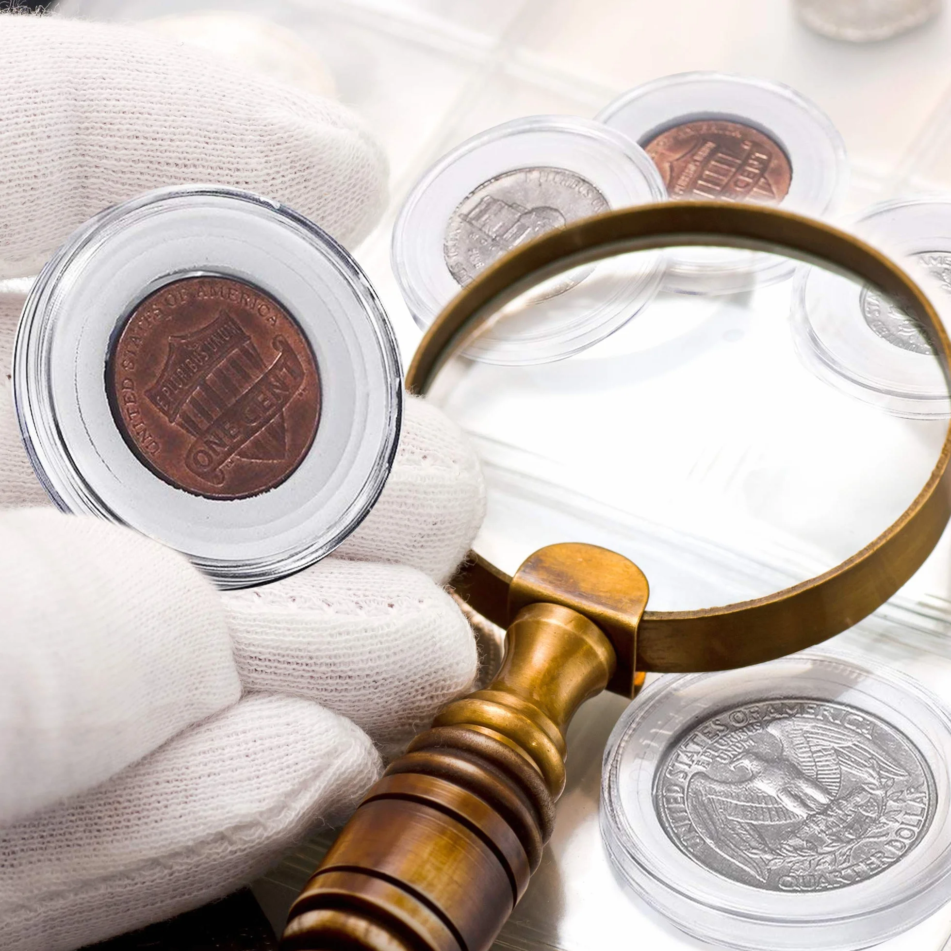MATANA - 200 Piezas Cápsulas de Soporte de Monedas (33mm) - Estuche Plastico con Juntas de EVA - Caja Clasificadora de Almacenamiento y Colección de Monedas