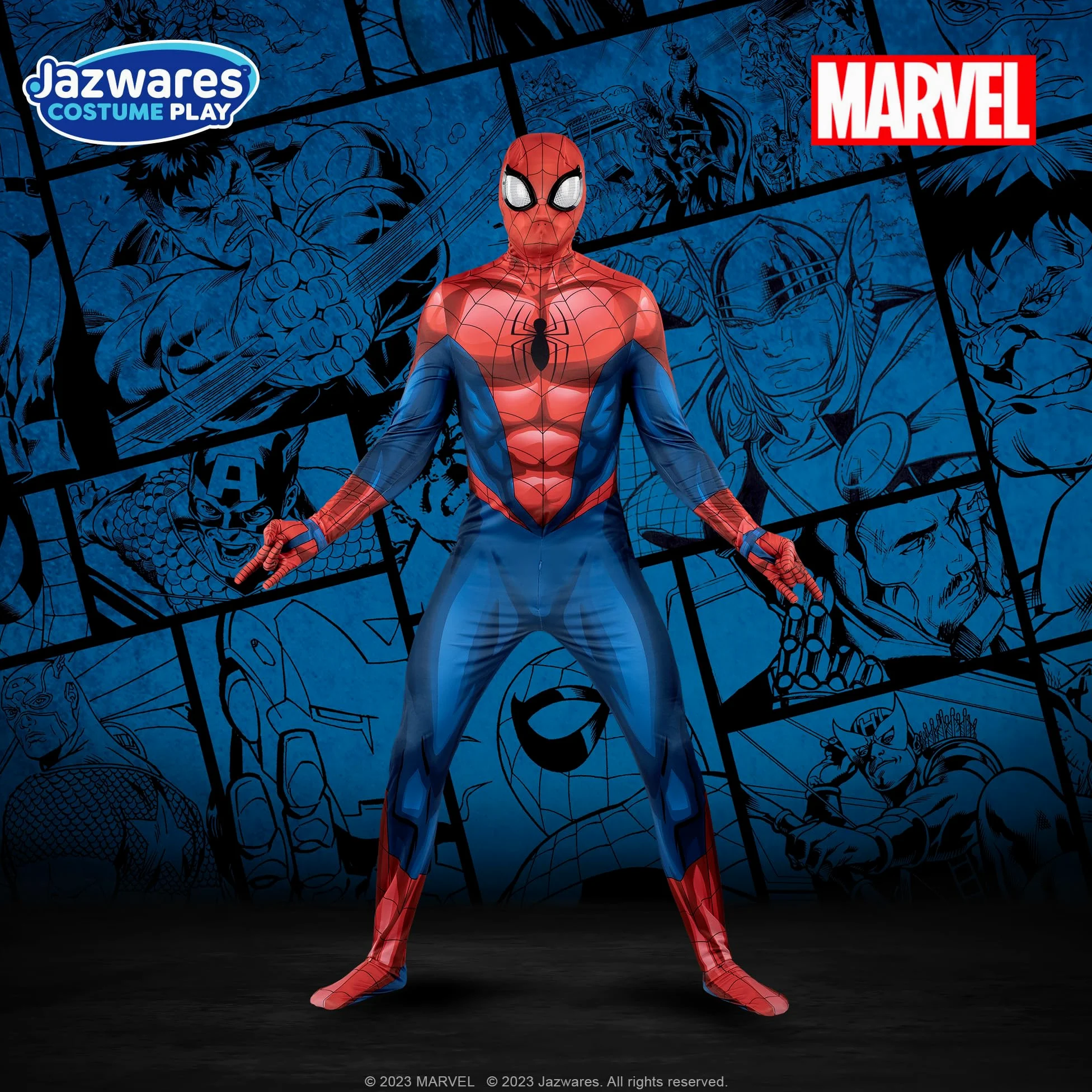 MARVEL Spider-Man Disfraz oficial para adulto tipo Zentai para Halloween, traje ceñido de cuerpo completo de elastano elástico con cremalleras ocultas y aberturas en las muñecas