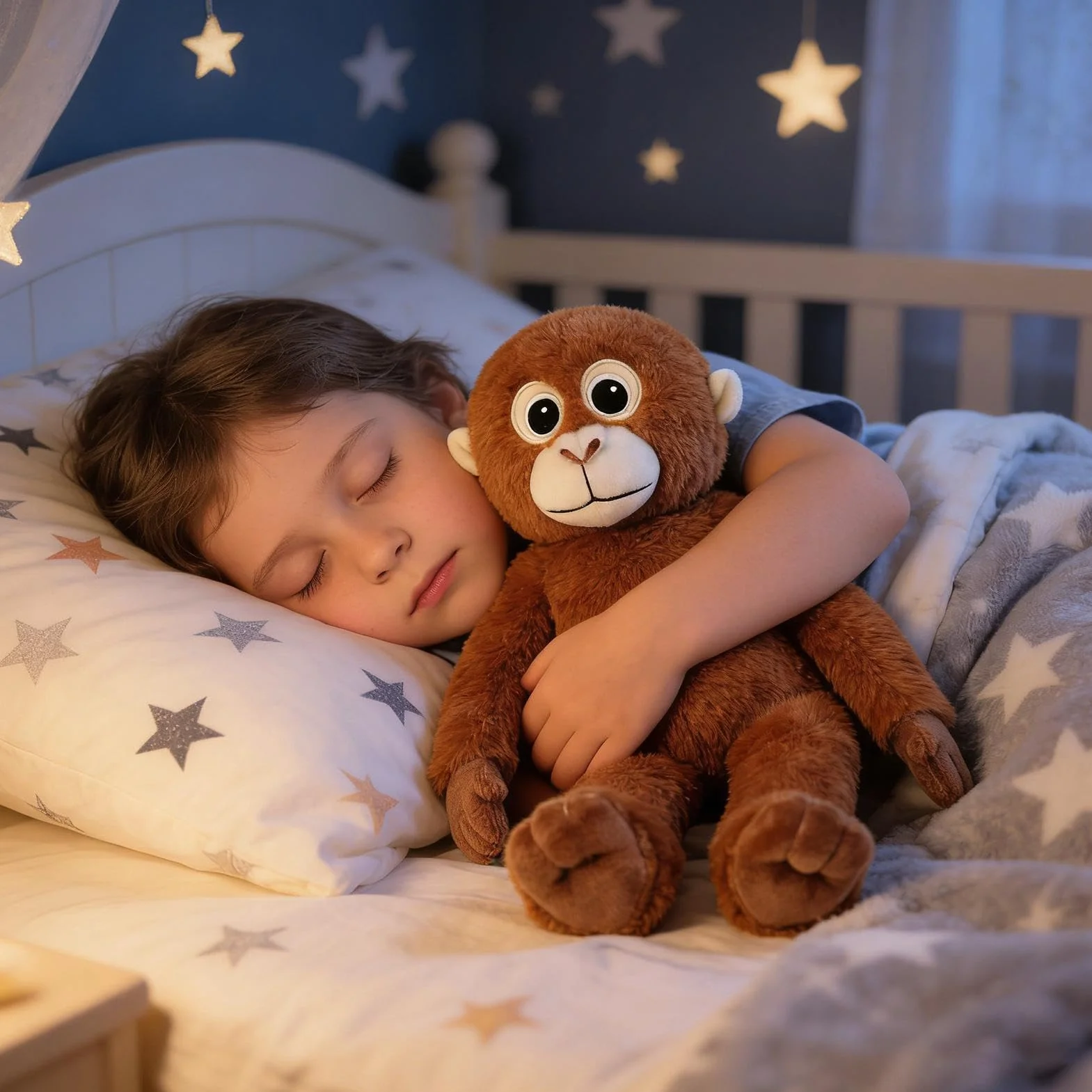 Genérico Mono De Peluche - Diseño Realista con Manos Largas, Muñeco De Peluche De 36cm, 110g De Peso + Marco De 14.2 Pulgadas, Fibra Sintética Suave Premium - para Salones & Día del Niño