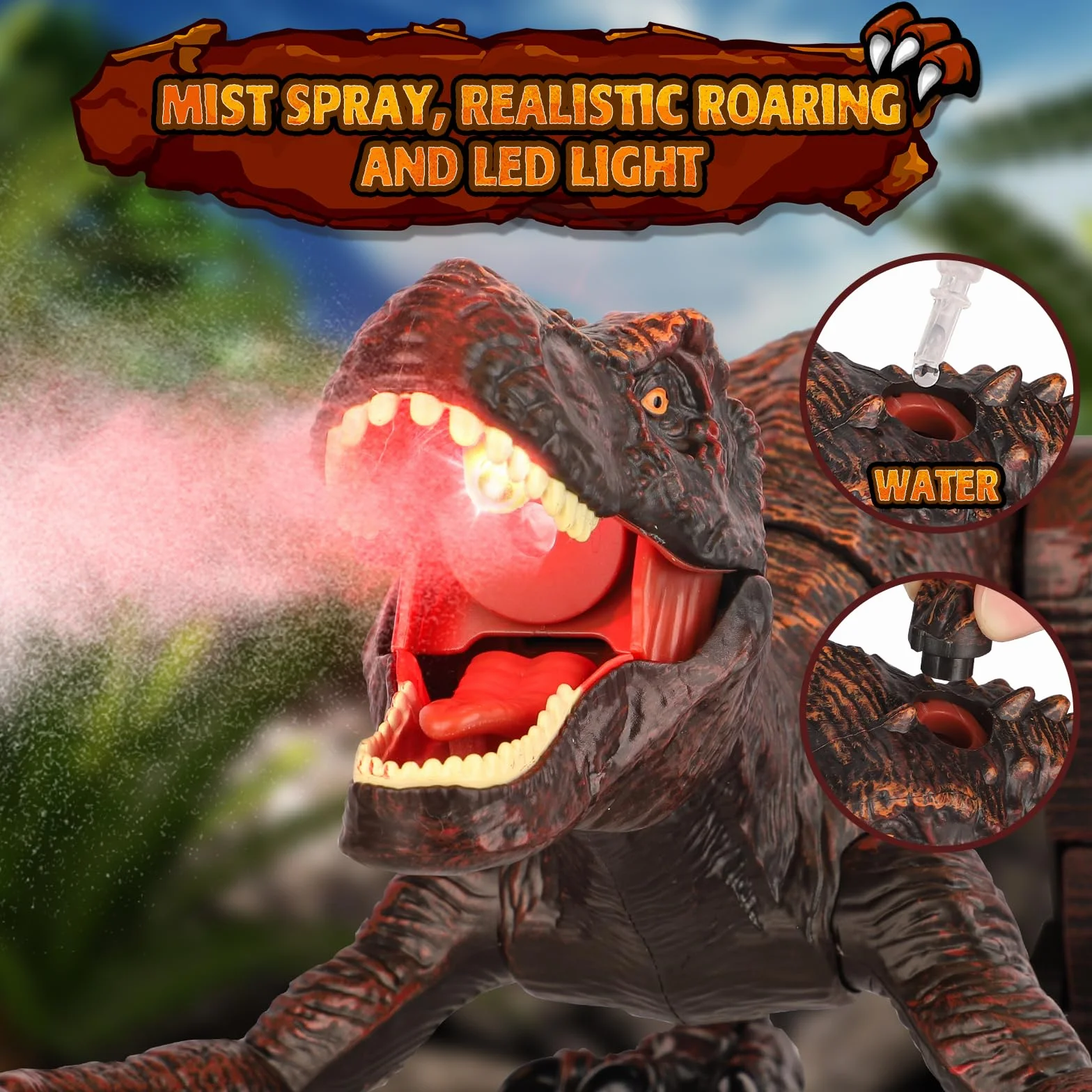 Juguete Dinosaurio Teledirigido, 2.4GHz RC Dino Robots con Rociar, Rugido y Luz, Caminar, Radiocontrol Animales Recargable Interactivo Dragon Juegos Educativo Regalo para Niños Niñas 5 6 7 8 9+ Años