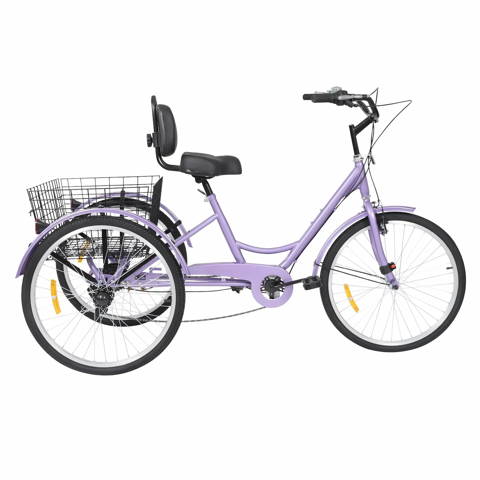 Triciclo de 7 velocidades para adultos,Triciclo adulto,Triciclo de 24 pulgadas,Asiento ajustable,7 velocidades Ricycle con respaldo y cesta de compras y cerradura,Freno delantero en V, freno de