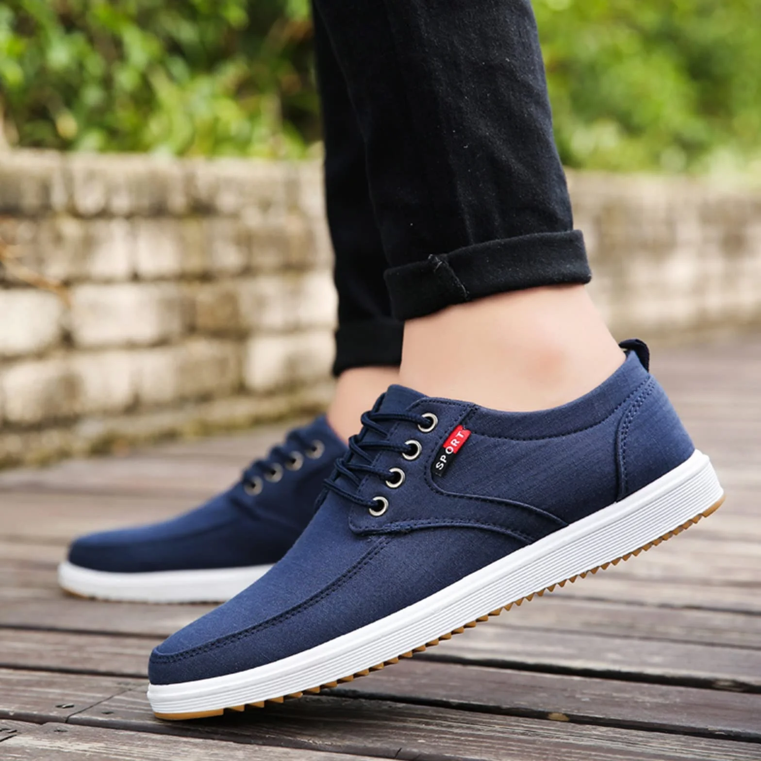 Zapatillas de lona para hombre, clásicas, sin cordones, ligeras