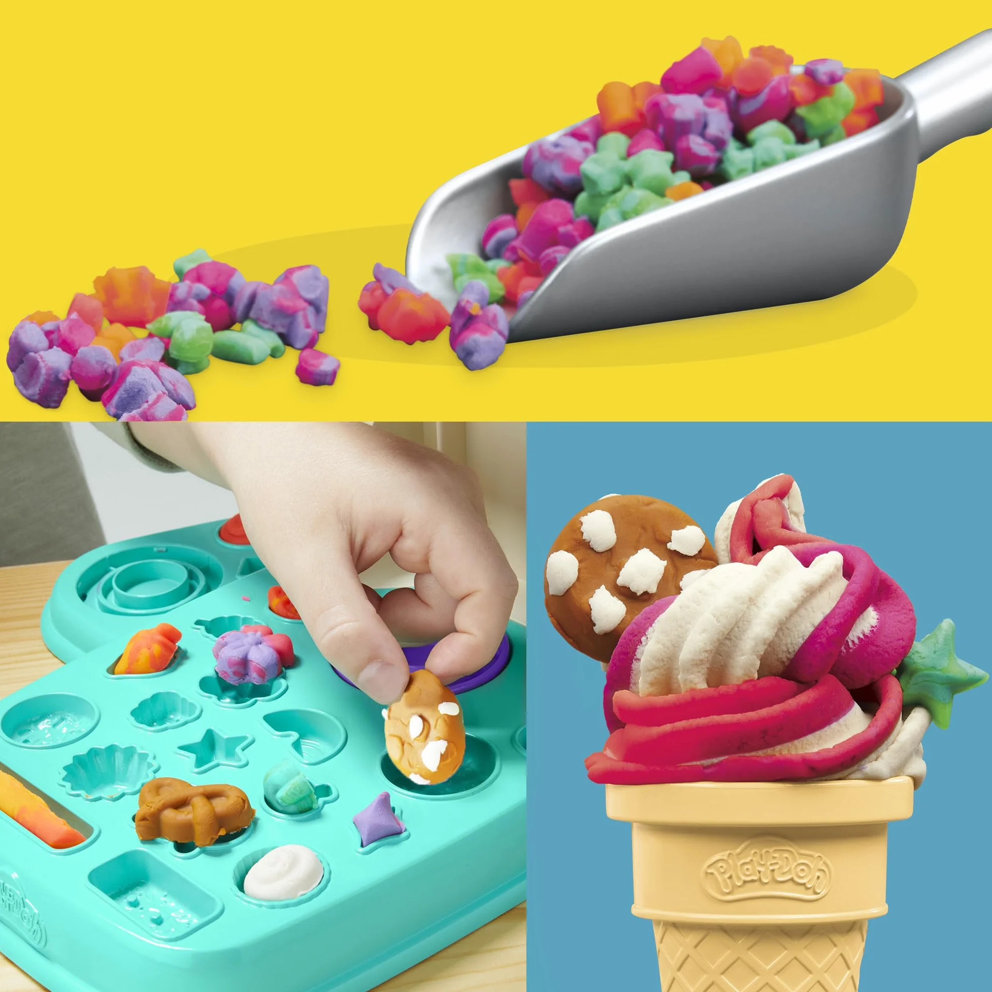 Play-Doh Hasbro Heladería Multicolor, Juego de Comida, 5 Botes de Plastilina de Colores, Manualidades para Niños y Niñas a Partir de 3 Años, Juguete Creativo, Moldes de Helado