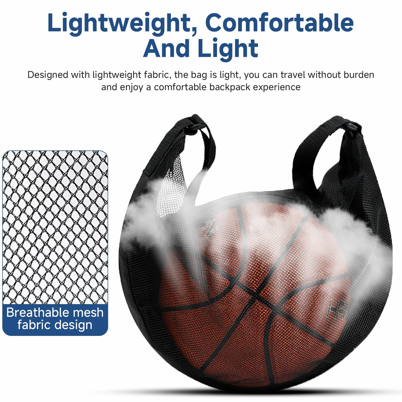 Bolsa de Malla Deportiva con Correa de Hombro Ajustable para Baloncesto, Fútbol, Tenis, Rugby, Voleibol