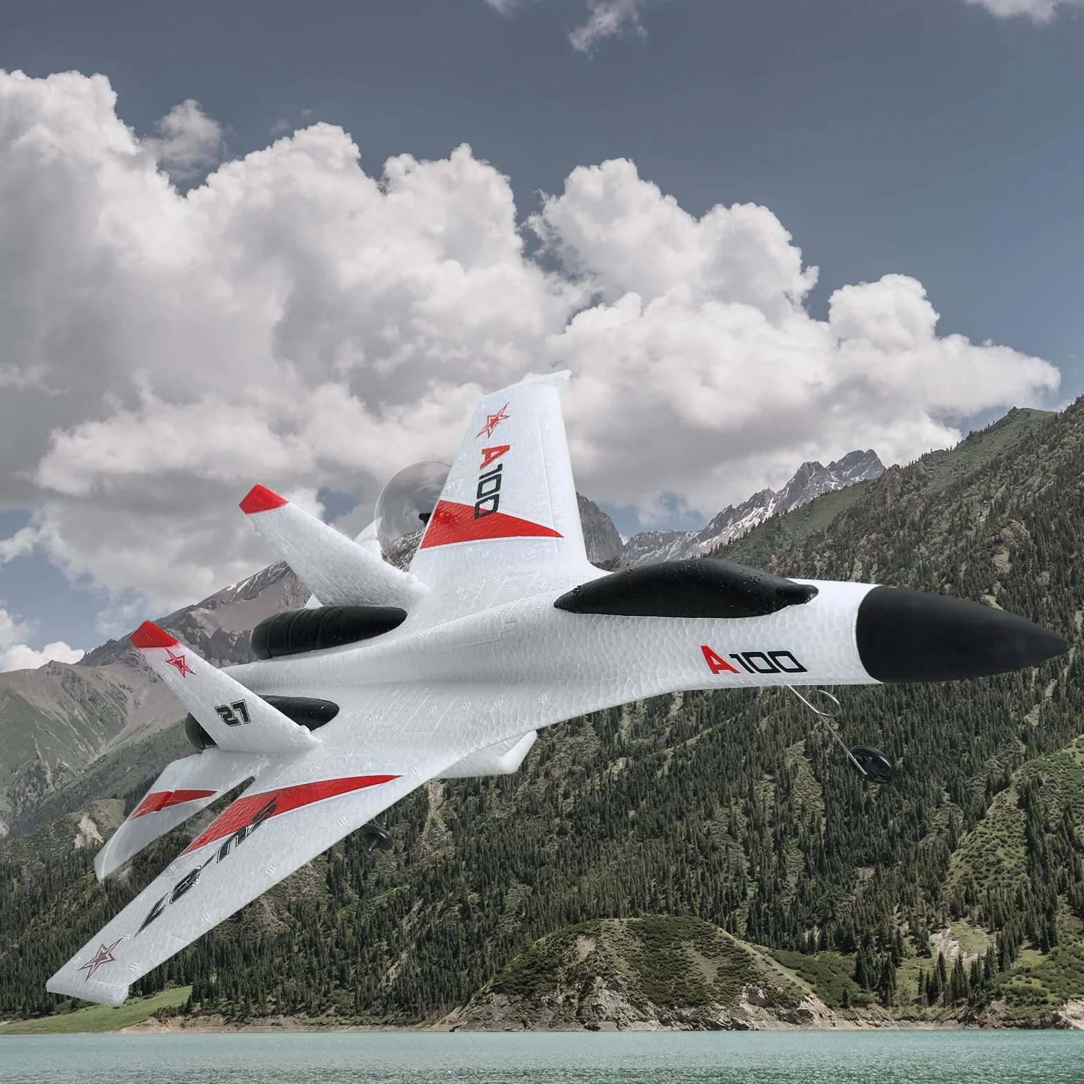 VEVOR Avión RC Avión de Control Remoto de 4 Canales de 2,4 GHz con Estabilizador Giroscópico de 6 Ejes Avión de Combate Listo para Volar Juguete con 2 Baterías para Adultos, Niños, Principiantes