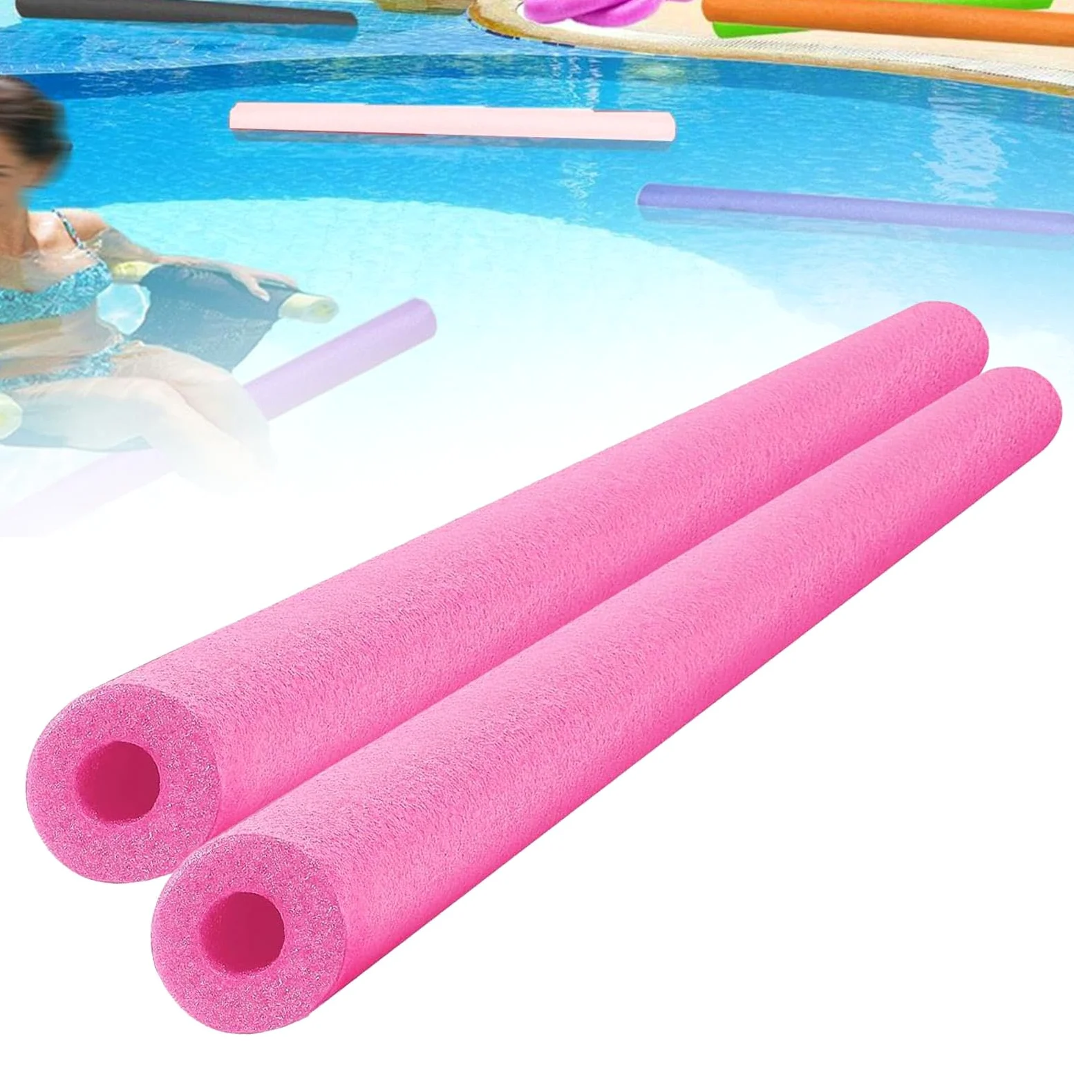 perfk 2 flotadores para Piscina, Tubos de Espuma Ligeros de 150 cm (59 Pulgadas) para Aprender, Rosa