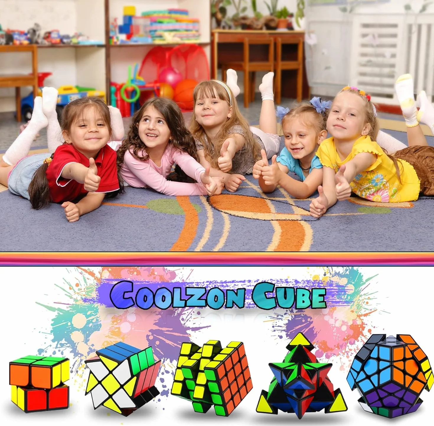 Coolzon Cubo Magico Set, Magic Cube Set de 5 Cubos Mágicos, Juego de Cubos Mágicos de Velocidad 2x2 4x4 Fenghuolun Pyraminx Pyramid Megaminx Fenghuolun Puzzle Cube Toy Presente para Niños Adultos