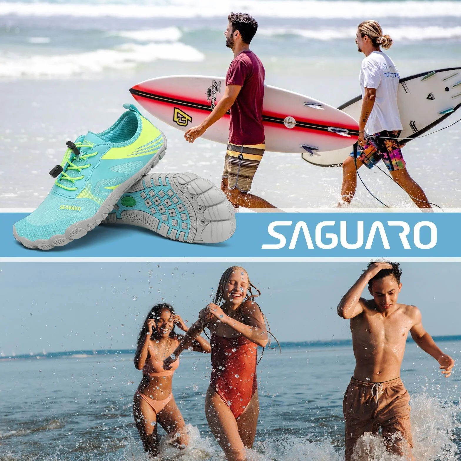 SAGUARO Zapatos de Agua para Hombre Surf Escarpines Playa Natación Respirable Antideslizante 35-46