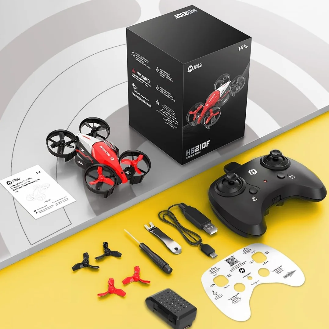 Holy Stone HS210F Mini Dron para Niños, Cuadricóptero RC 2 en 1 para Interior con Luces LED, Despegue/Aterrizaje, Giro 3D, 2 Baterías Modulares Seguras, Regalo para Niños y Niñas