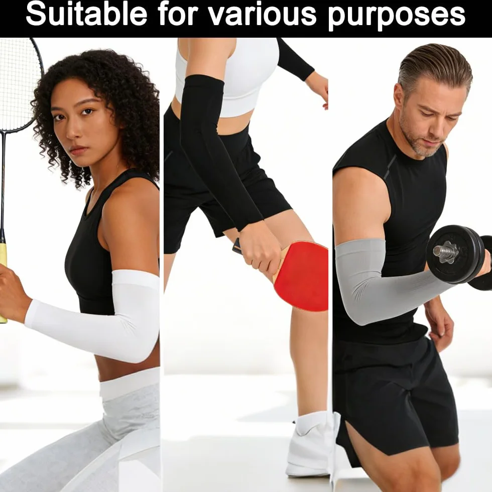 Manguitos con Protección UV, 3 Pares Mangas de Compresión Transpirables para Hombres y Mujeres, Calentadores de Brazos para Deportes Exteriores