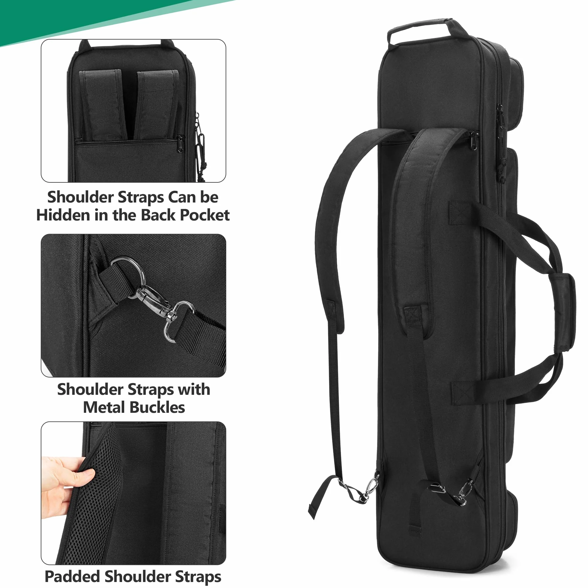 Rexmica Funda para Tacos de Billar, Bolsa de Transporte con Asa y Correa de Hombro Desmontable
