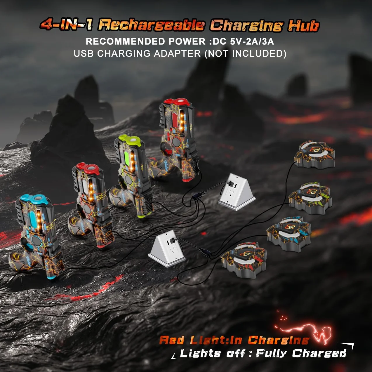 VATOS Recargable Laser Tag Set 4 Jugadores 2.4GHz Pistola Chaleco