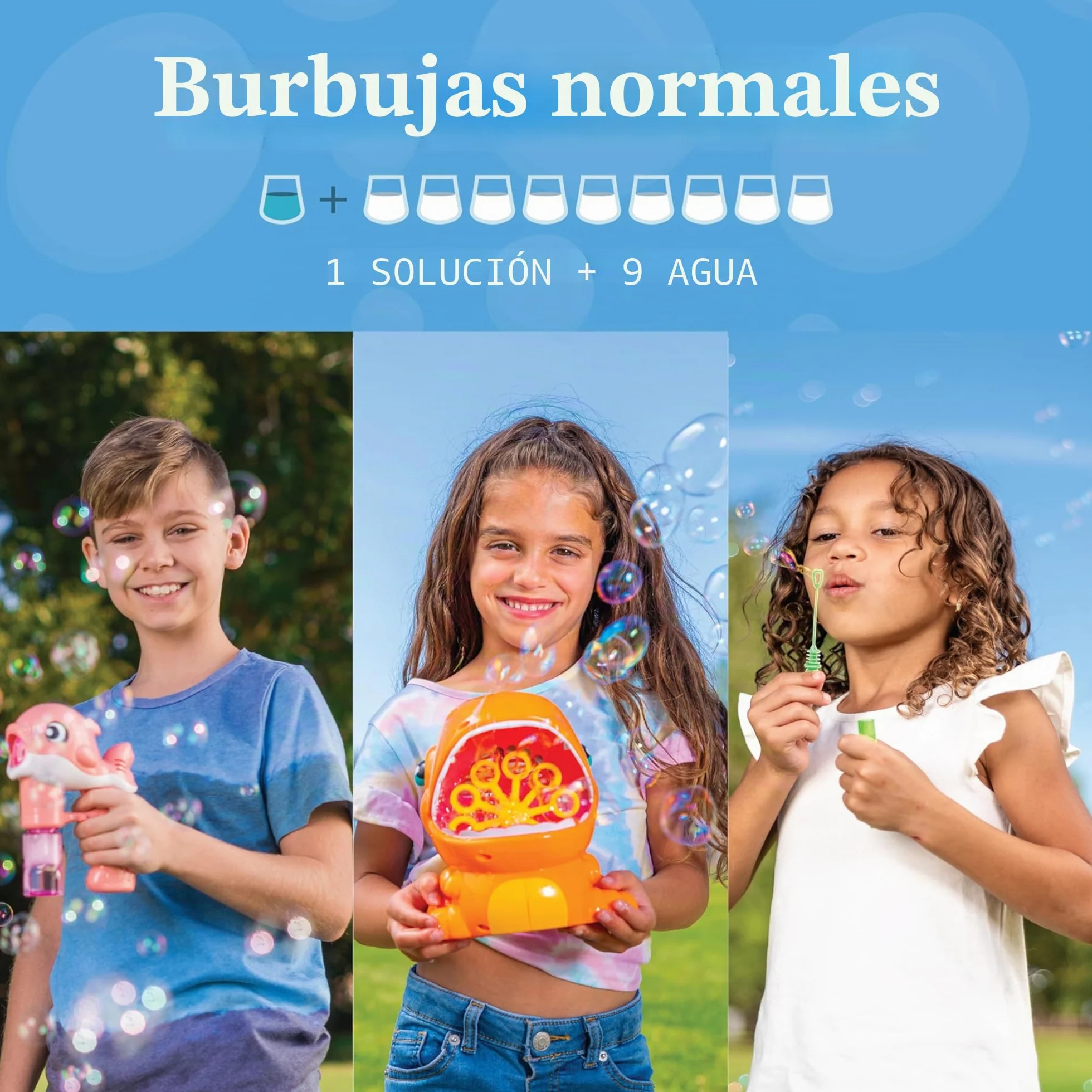 JOYIN 2 x 0,95 liquido pompas de jabón de(hasta 19 litros), solución para Burbujas Grandes, CONCENTRADA para máquina de Burbujas, Pistola, Varita mágica, Pascua, Verano para niños y niñas, Juguetes