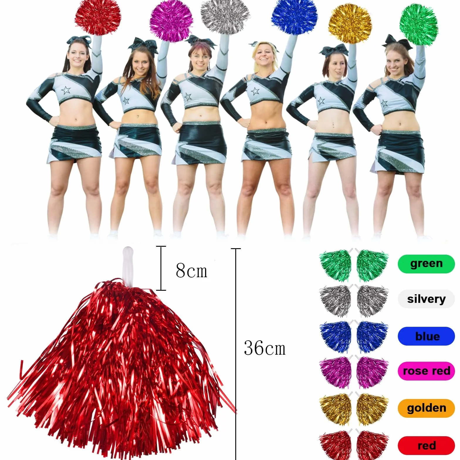 Pompones animadora multicolor para partidos deportivos