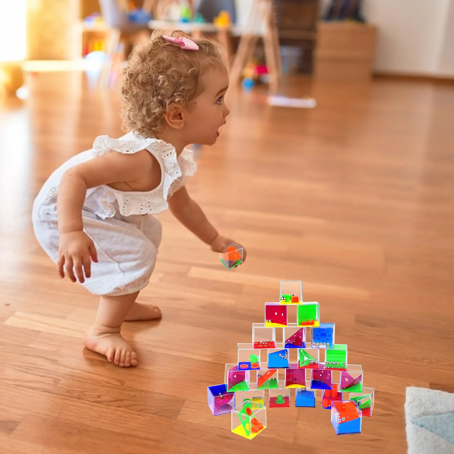 Newpop 24 Piezas Rompecabezas, Mini Puzzle, Regalos para Invitados Cumpleaños, Mini Juegos de Paciencia, Juego de Habilidad Niños Bola, Cubos Rompecabezas