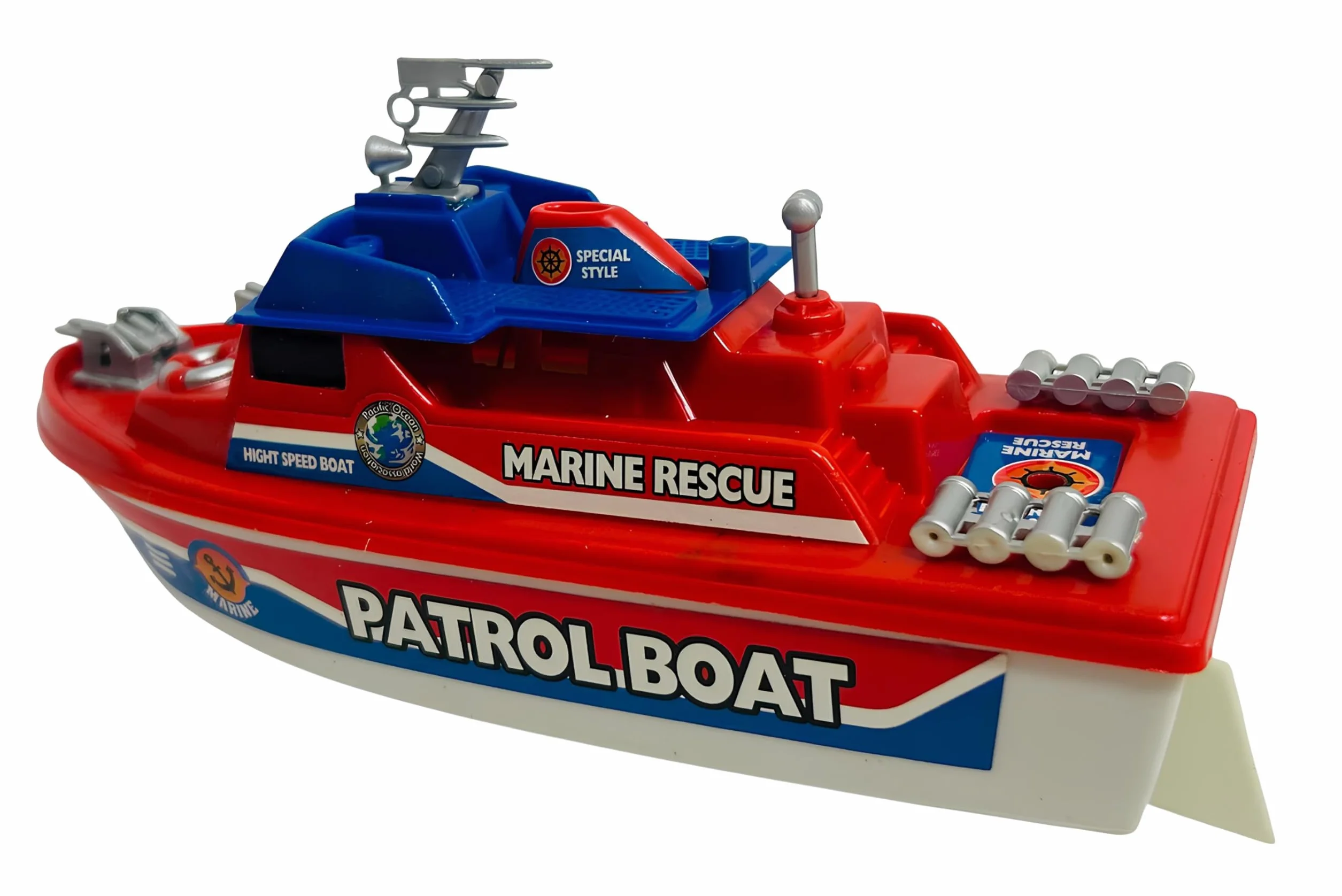 Barco de juguete motobarco con batería de trabajo Motobarco eléctrico Barco contra incendios Juguete Barco de bombero Rescate marítimo Barco de emergencia náutica a motor Guardia costera