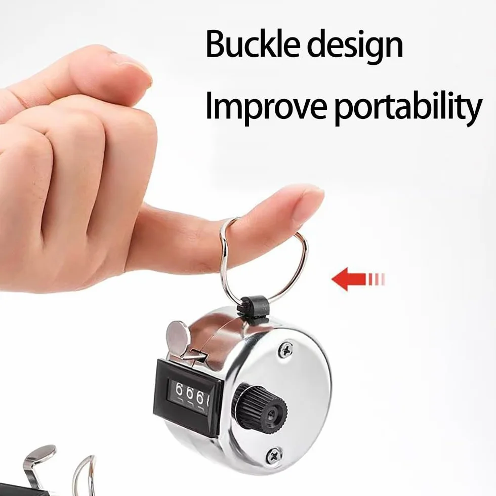 Contador Manual Metálico 4 Dígitos Clicker de Mano para Deporte