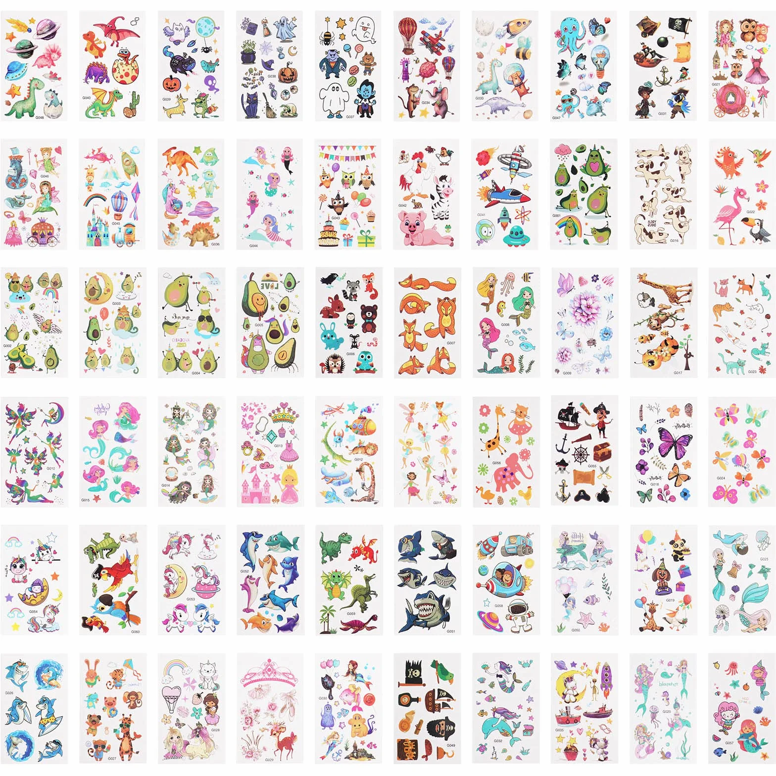 ACWOO Dibujos Animados, 60 Hojas Impermeables Tatuajes Temporales Niños Pegatinas, Navidad Halloween Estilo Mixto Regalo