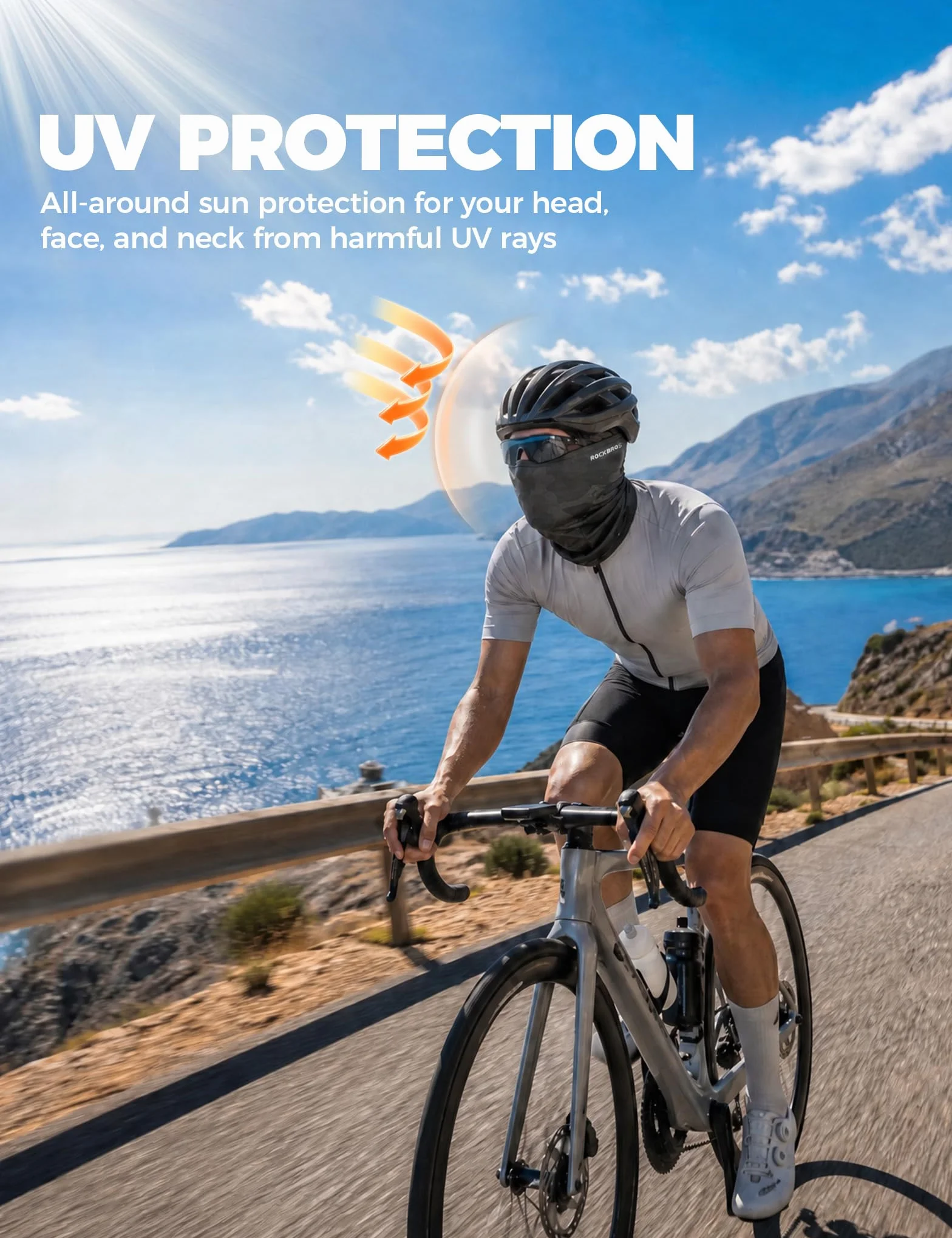 ROCKBROS Pasamontañas moto transpirable protección UV esquí ciclismo deportes aire libre