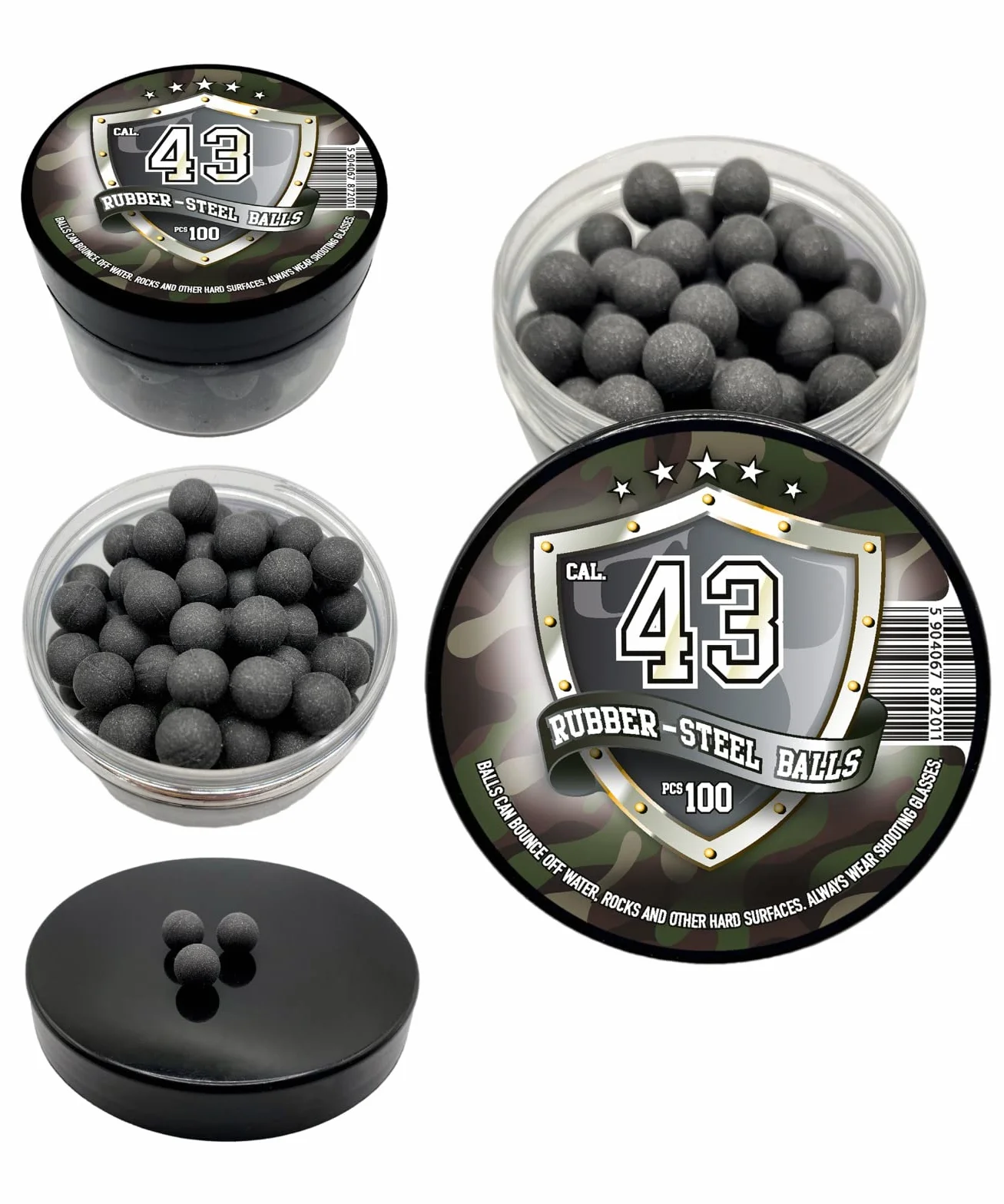 Glock 17 Gen 5 T4E M2 .43 Caliber Paintballs Rubber Steel Balls 100 Pack