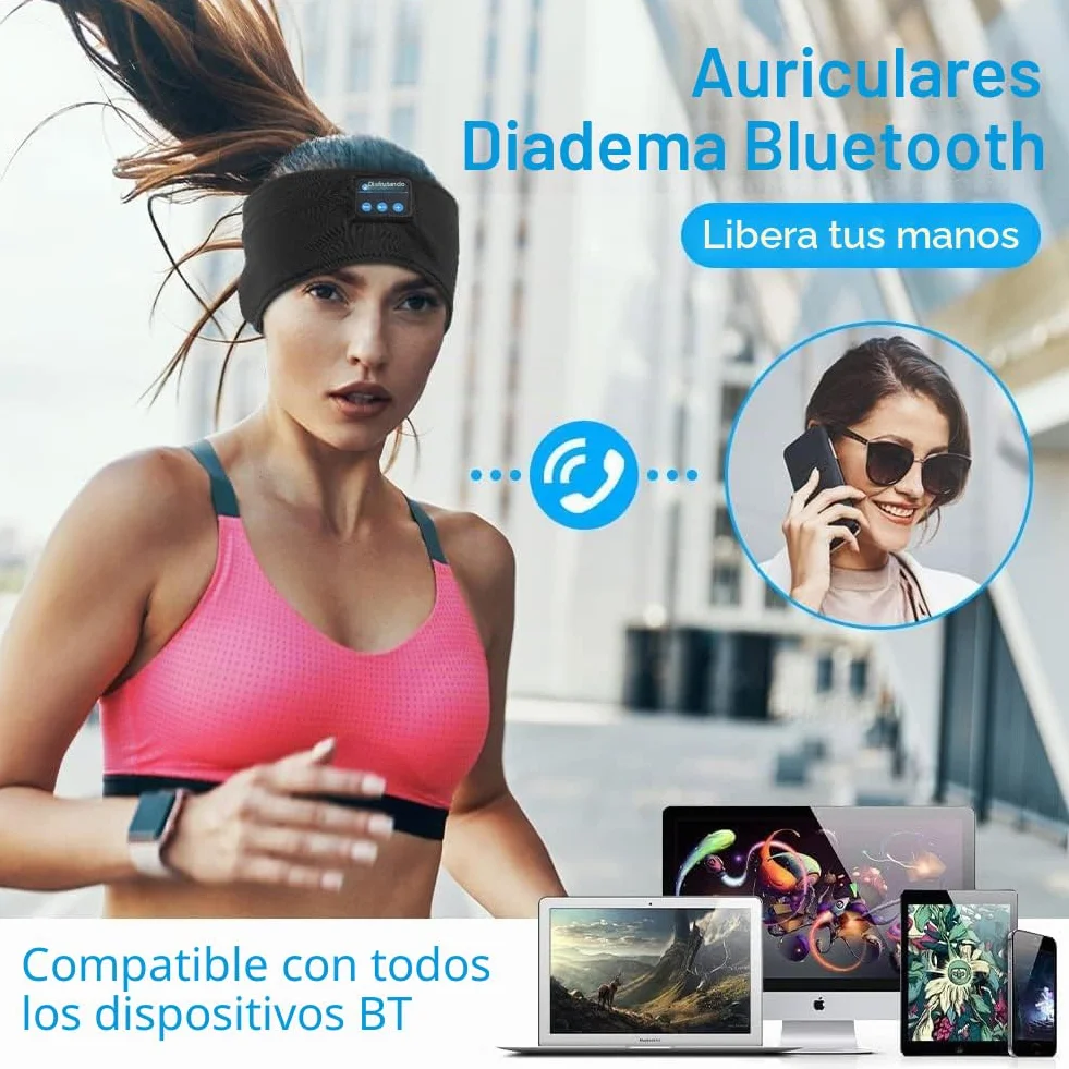 Auriculares para Dormir Bluetooth 5.4, Diadema Deportiva Antifaz, Música, Correr (Negro)
