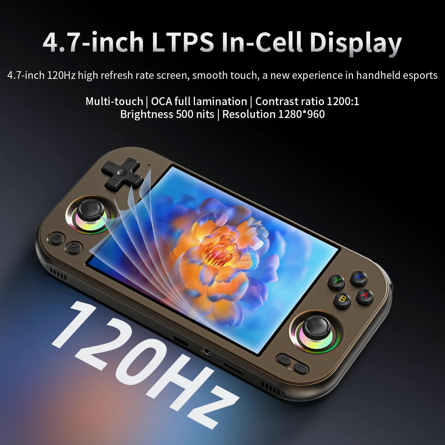 RG477M - Consola de juegos de mano retro, aleación de aluminio CNC, sistema Android 14 de 4.7 pulgadas, LTPS de 4.7 pulgadas, pantalla integrada, procesador 8300, compatible con WiFi 6E, Bluetooth 5.3