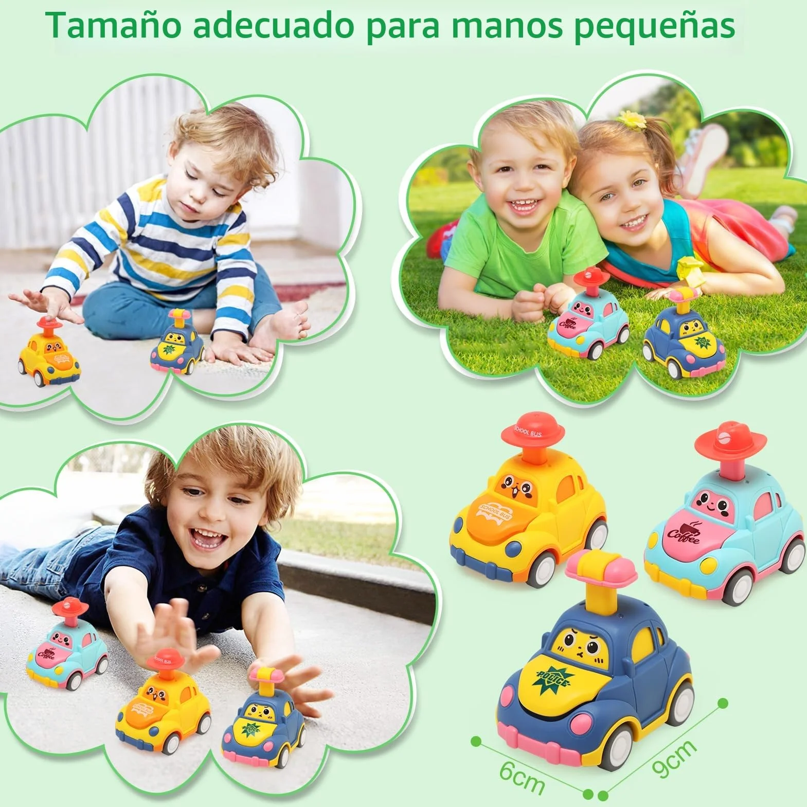 Coches Juguete para Bebes 1 Año, 4 Piezas Press-and-Go Conjunto de Vehículos para Niños Pequeños de 1 2 3 Años, Camiones De Juguete de Educación Regalos para 12 18 24 Meses Niños Niñas