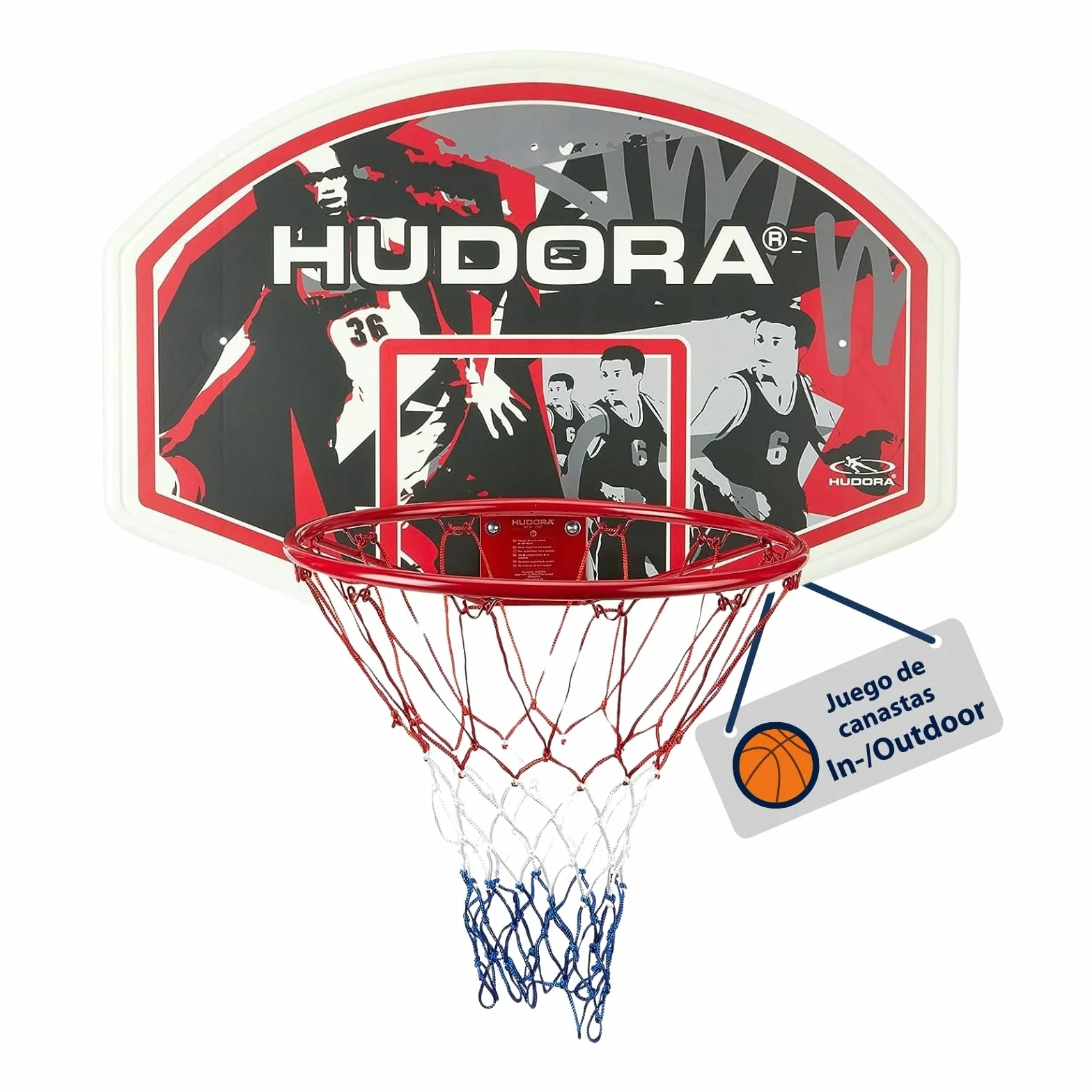 HUDORA Juego de canasta de baloncesto interior exterior con tabla y material de fijación